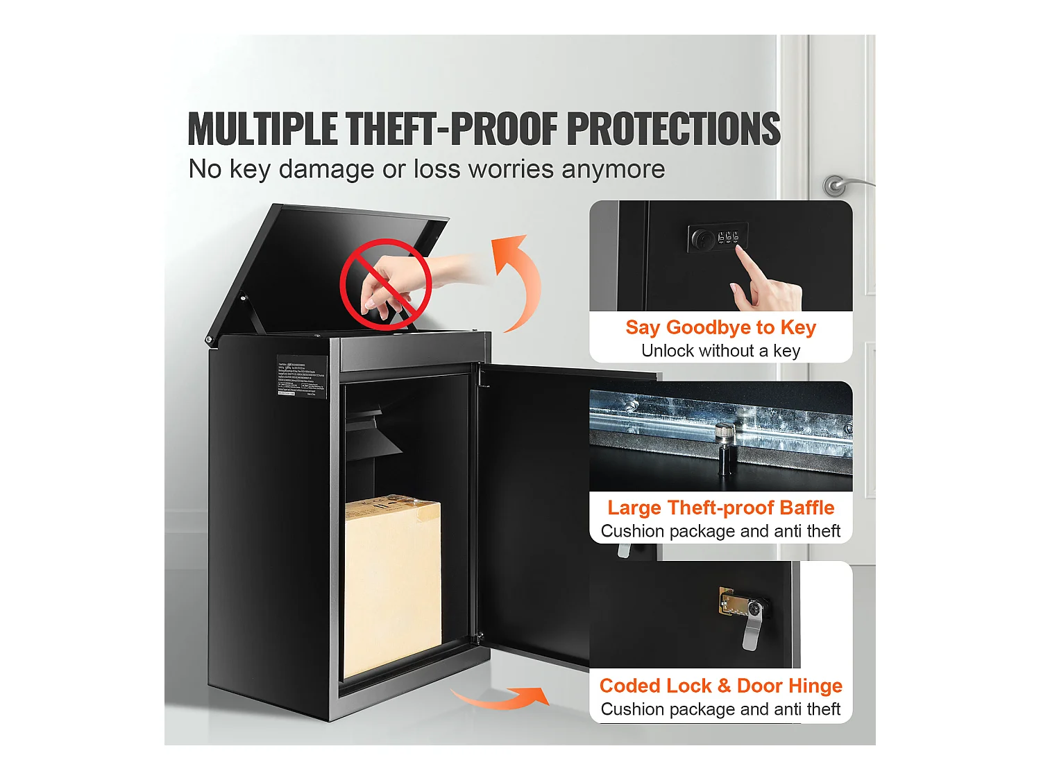 Boite à Colis, SucceBuy Boîte de Livraison de Colis d'Extérieur 39 x 27 x 52,2 cm avec Serrure à Code