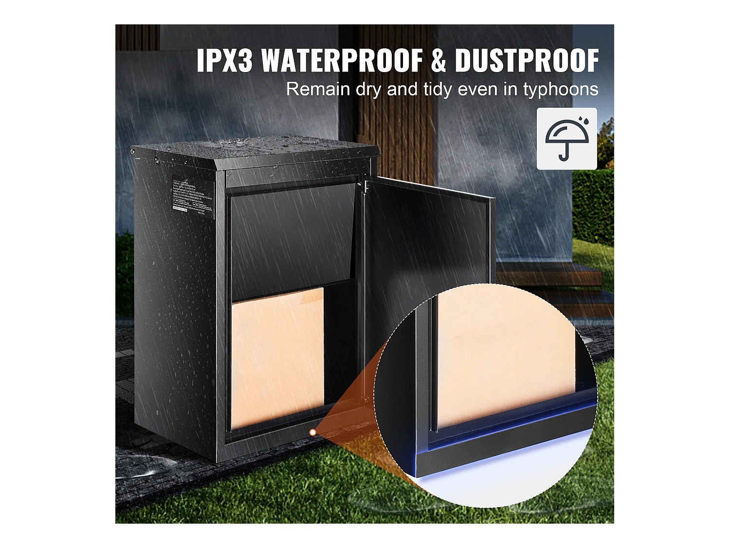 Boite à Colis, SucceBuy Boîte de Livraison de Colis d'Extérieur 39 x 27 x 52,2 cm avec Serrure à Code