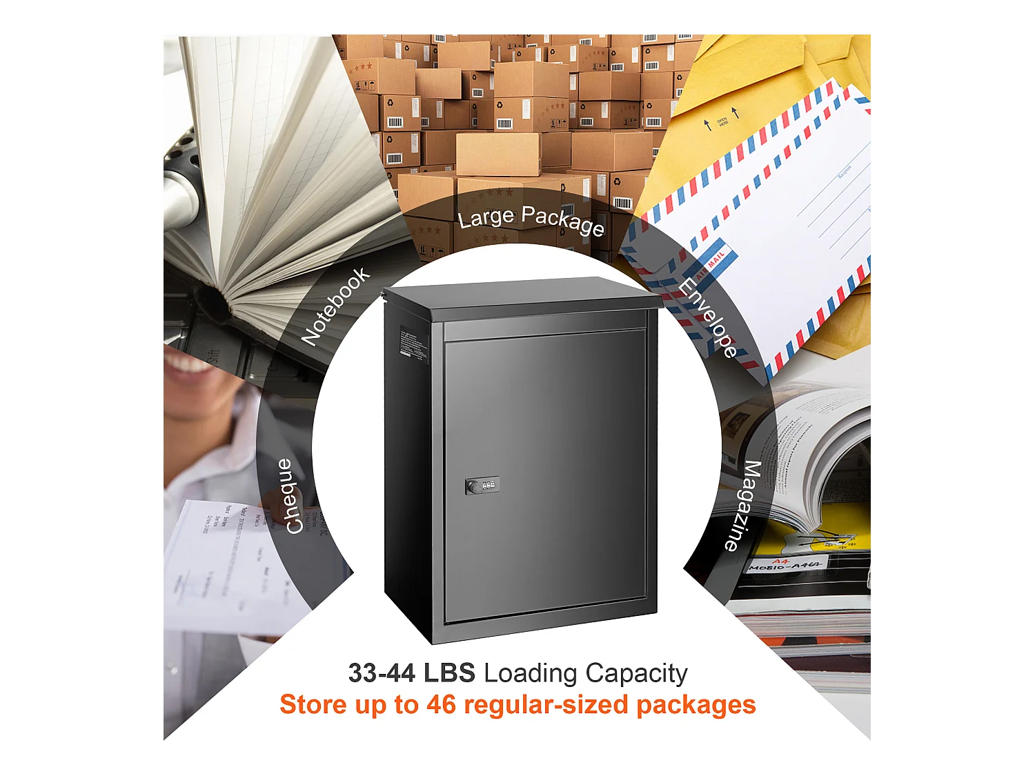 Boite à Colis, SucceBuy Boîte de Livraison de Colis d'Extérieur 39 x 27 x 52,2 cm avec Serrure à Code