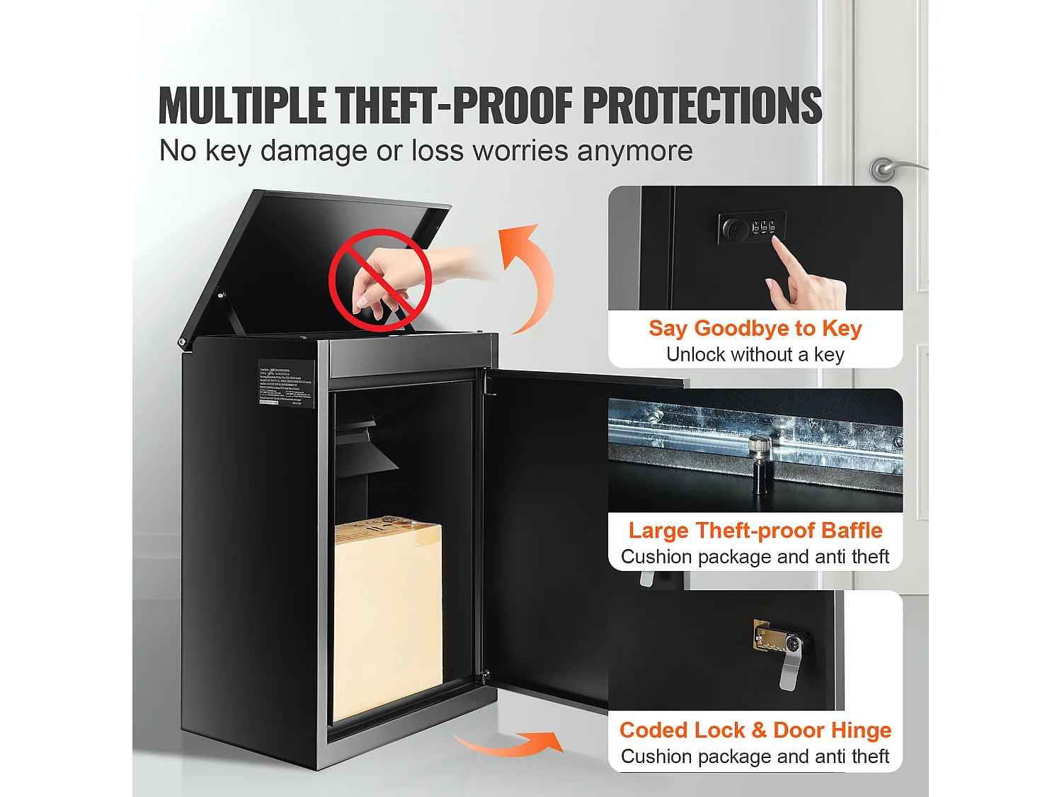 Boite à Colis, SucceBuy Boîte de Livraison de Colis d'Extérieur 39 x 27 x 52,2 cm avec Serrure à Code