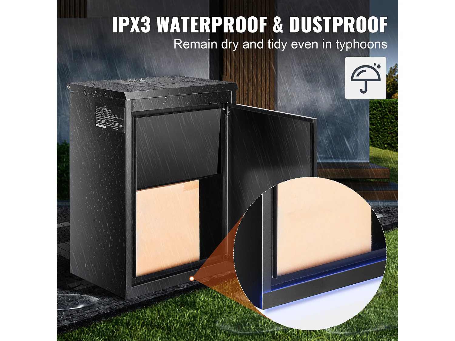 Boite à Colis, SucceBuy Boîte de Livraison de Colis d'Extérieur 39 x 27 x 52,2 cm avec Serrure à Code