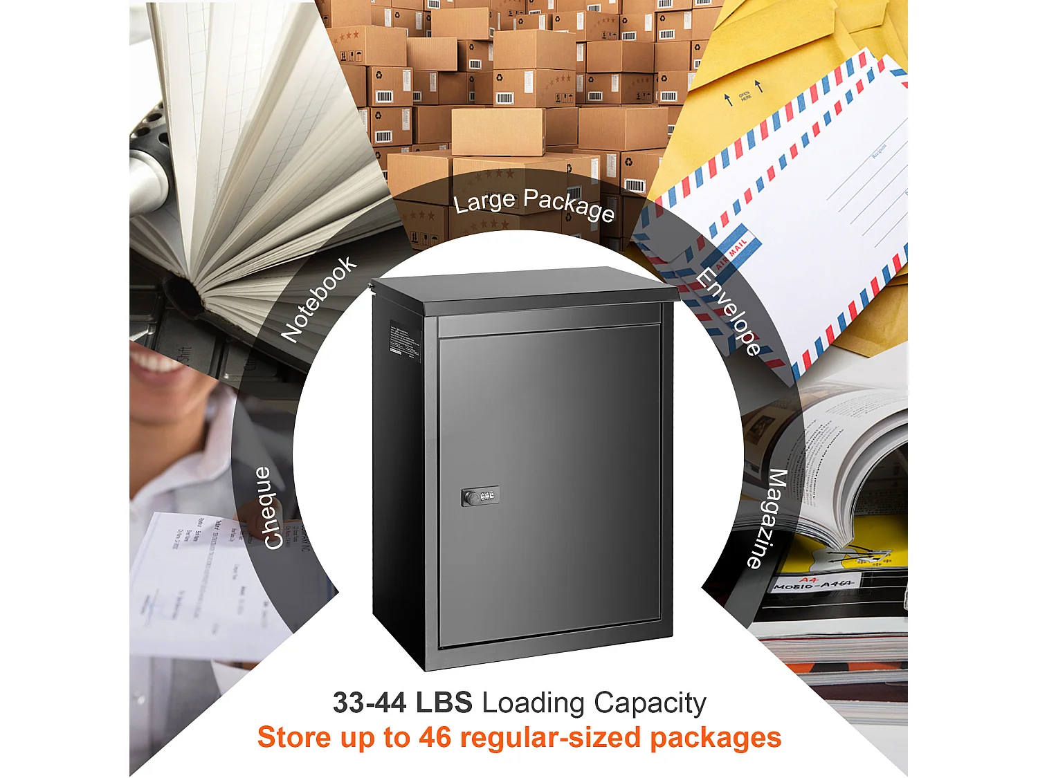 Boite à Colis, SucceBuy Boîte de Livraison de Colis d'Extérieur 39 x 27 x 52,2 cm avec Serrure à Code