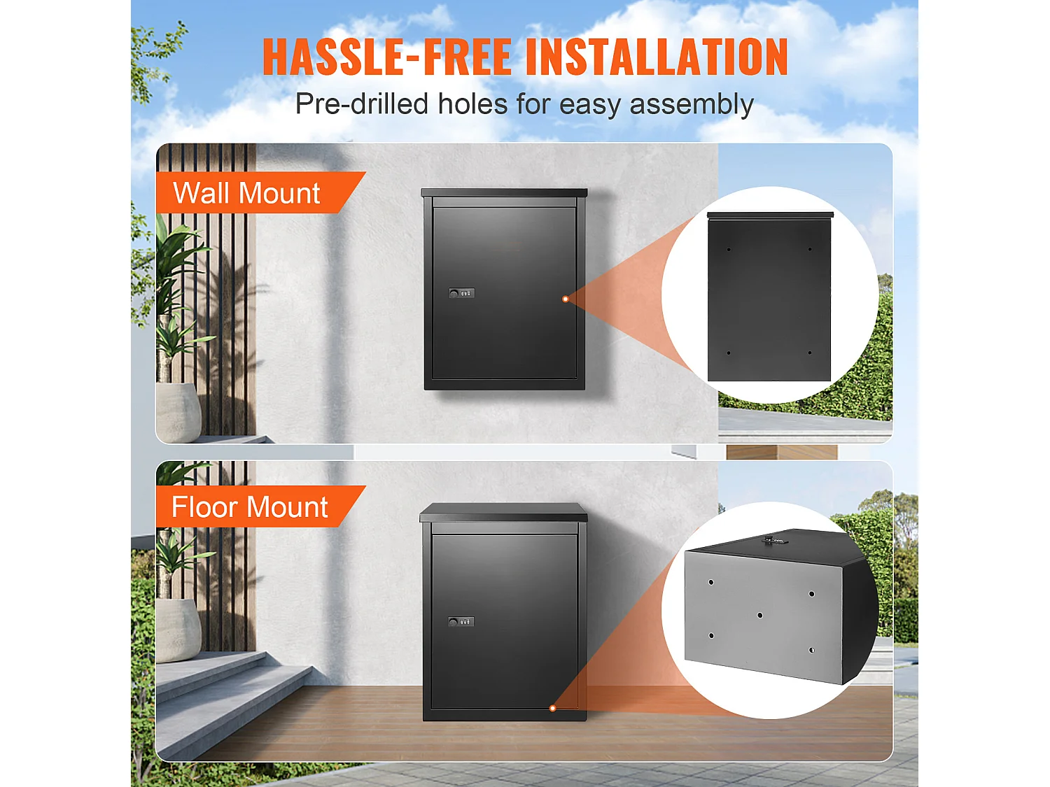 Boite à Colis, SucceBuy Boîte de Livraison de Colis d'Extérieur 39 x 27 x 52,2 cm avec Serrure à Code