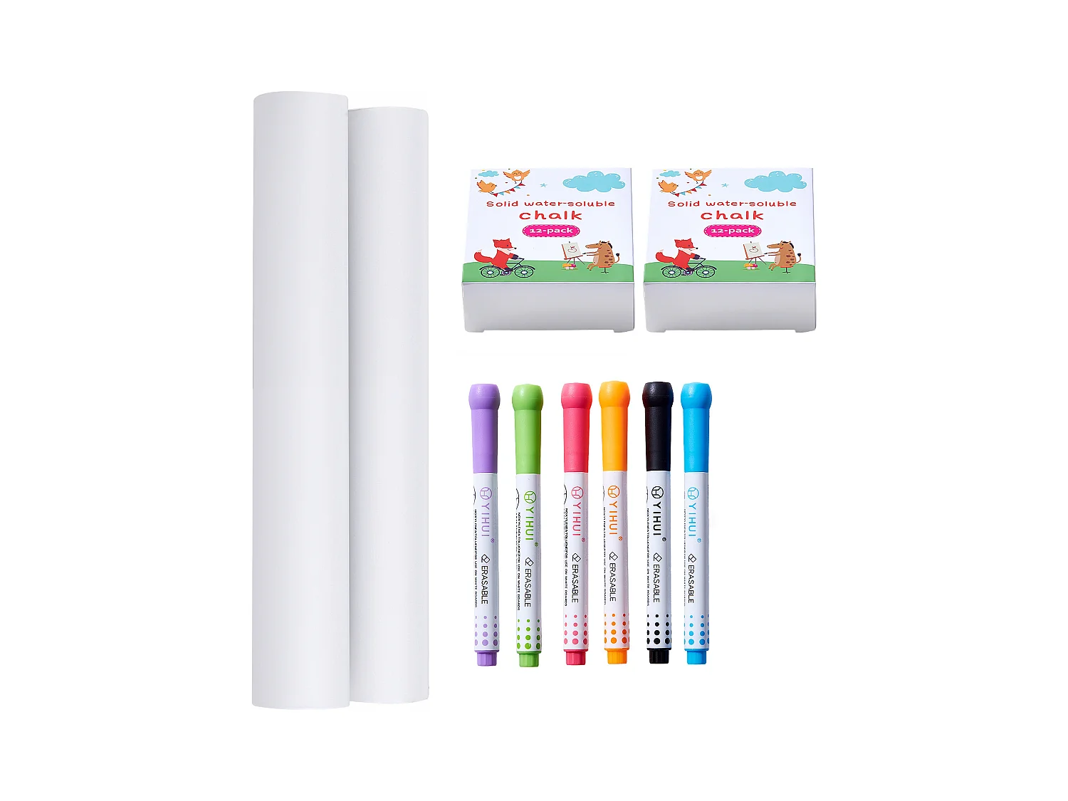 Chevalet d'Art pour Enfants SucceBuy, 32 Pièces de Craie, Marqueurs, Rouleaux de Papier pour Chevalet de Table