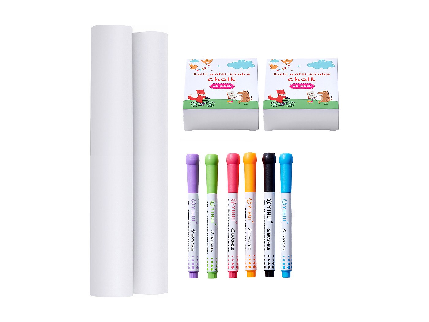COSTWAY Table et 2 Chaises pour Enfants - Rouleau de Papier - 2