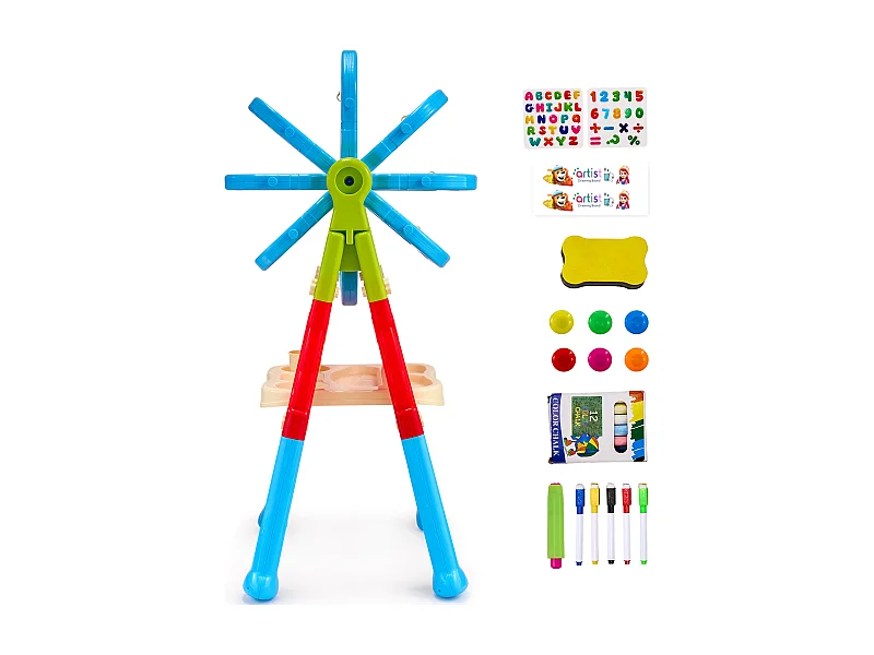 Kunstezel voor Kinderen 2-in-1 SucceBuy, Dubbele Kante Magnetisch Witbord, Draaibaar