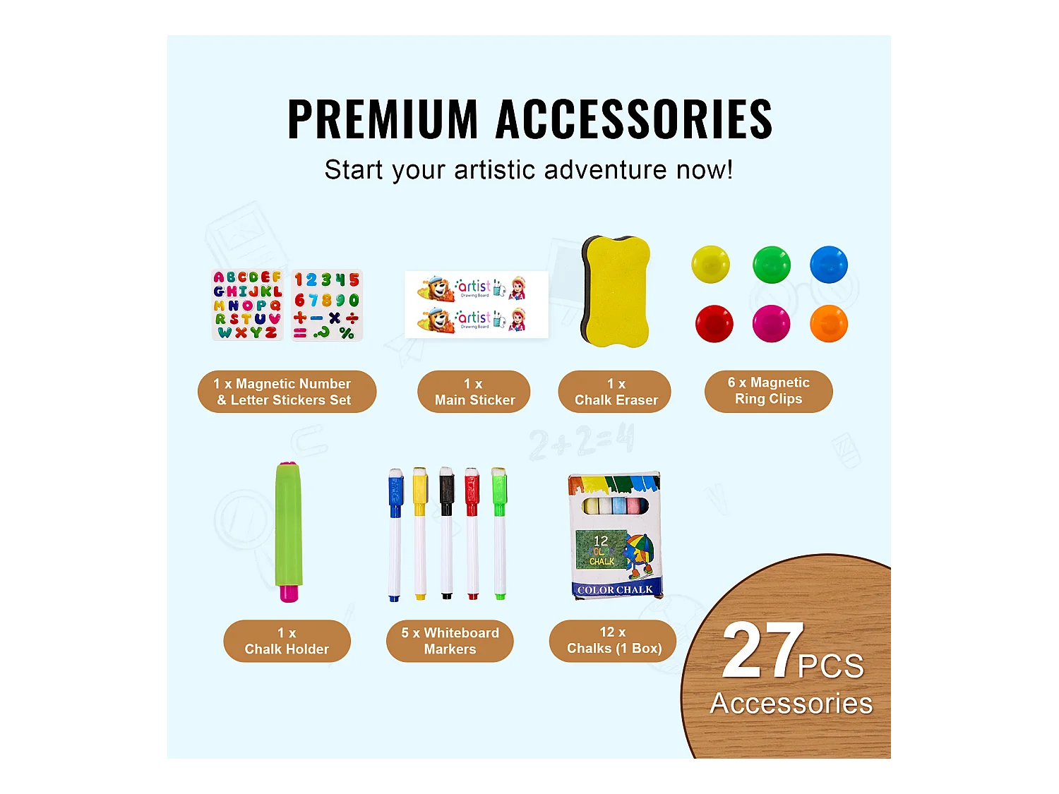 Chevalet d'Art pour Enfants 2 en 1 SucceBuy, Tableau Blanc Magnétique Double Face, Rotatif