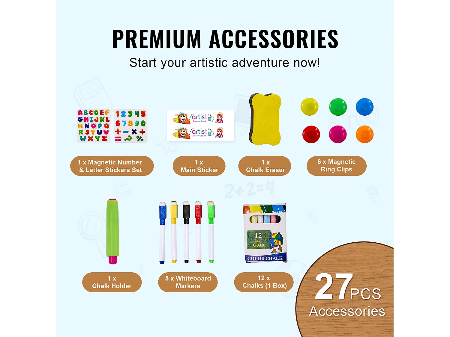 Chevalet d'Art pour Enfants 2 en 1 SucceBuy, Tableau Blanc Magnétique Double Face, Rotatif