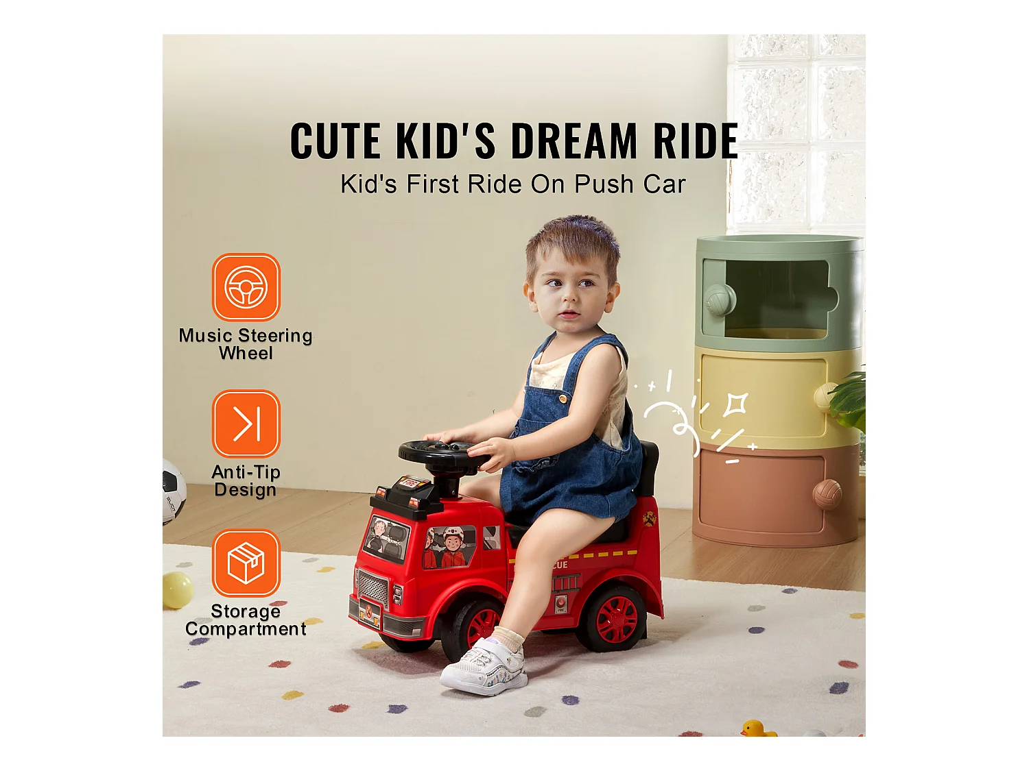 Voiture de Promenade, SucceBuy Voiture à Enfourcher pour Tout-Petits 1-3 Ans Rouge