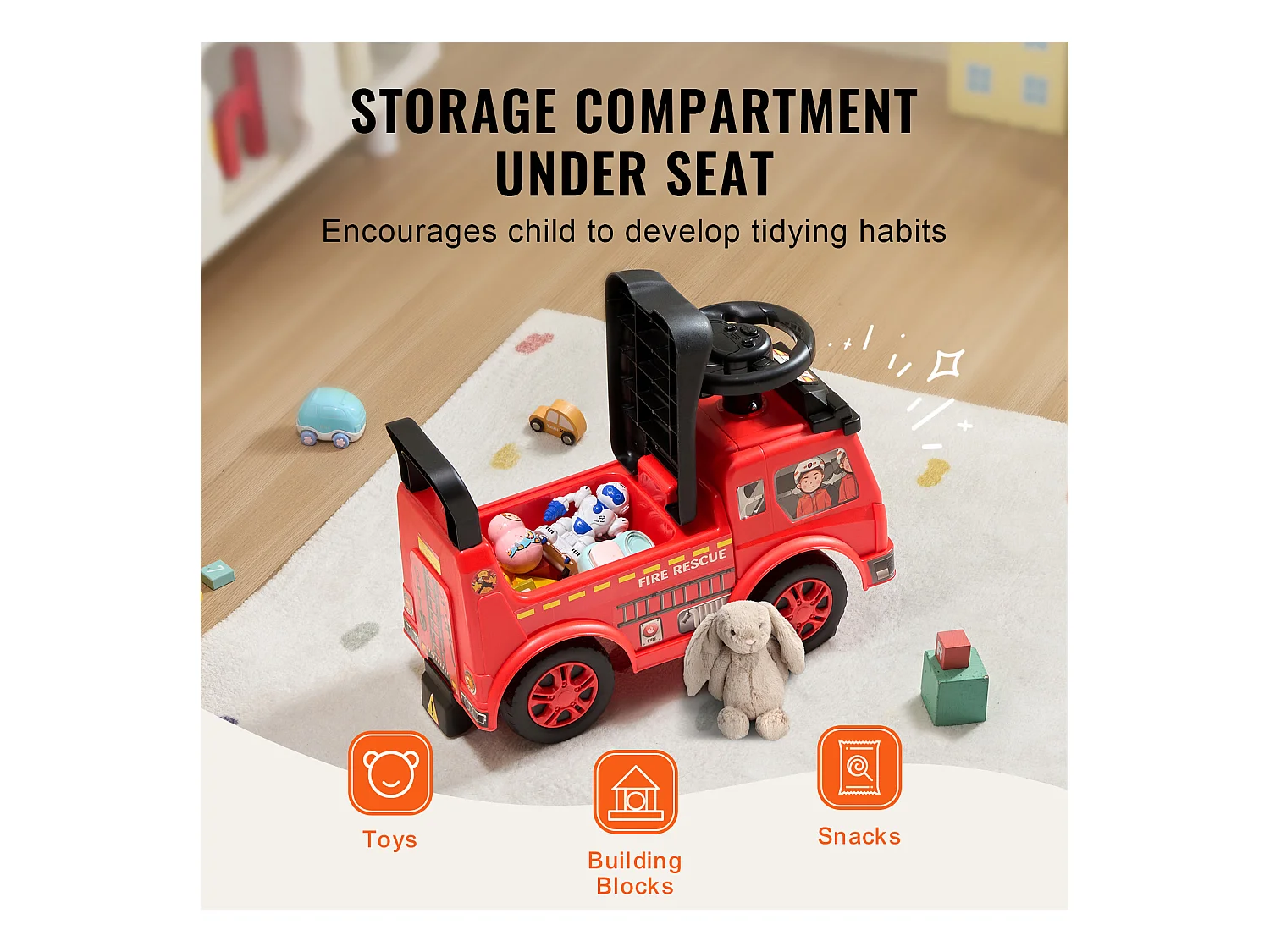 Voiture de Promenade, SucceBuy Voiture à Enfourcher pour Tout-Petits 1-3 Ans Rouge