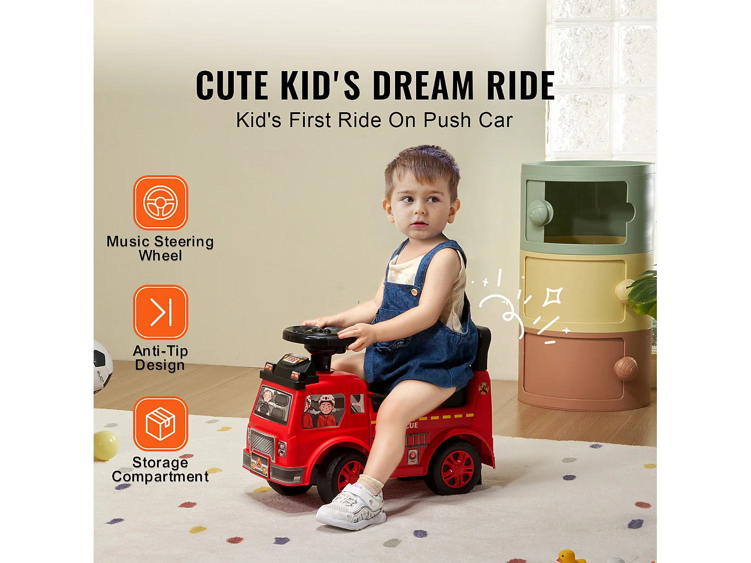 Coche Correpasillos, SucceBuy para Niños Pequeños de 1 a 3 Años, Color Rojo