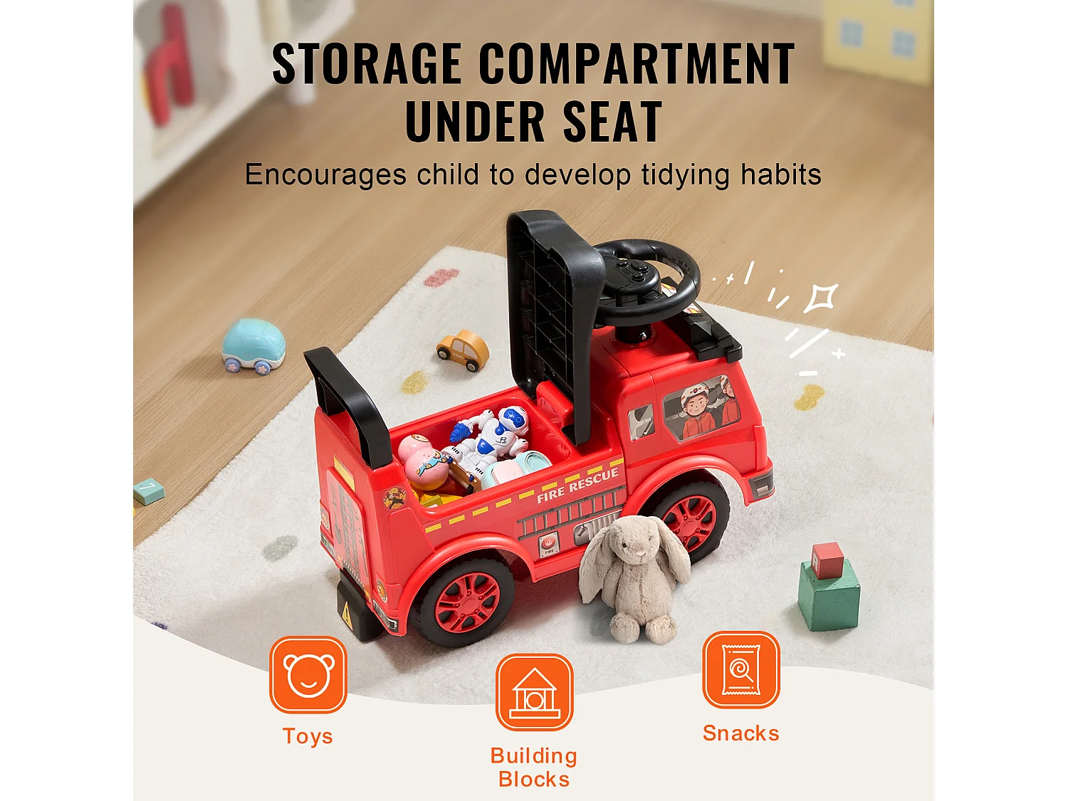 Coche Correpasillos, SucceBuy para Niños Pequeños de 1 a 3 Años, Color Rojo