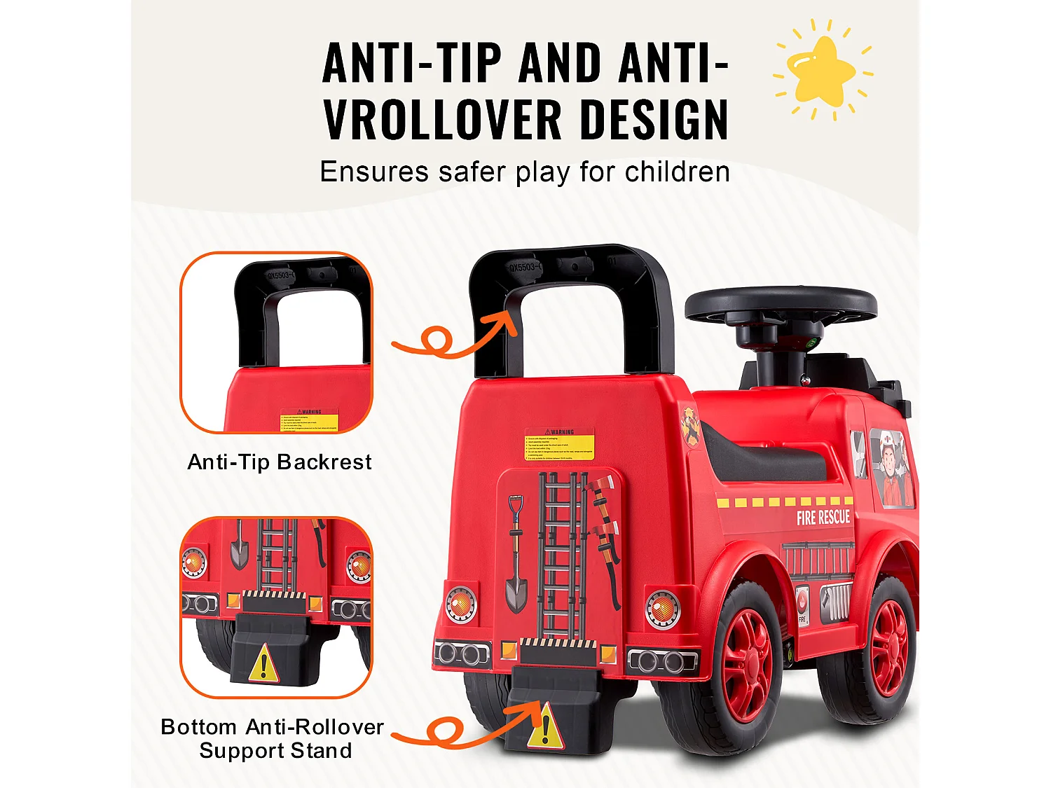 Coche Correpasillos, SucceBuy para Niños Pequeños de 1 a 3 Años, Color Rojo