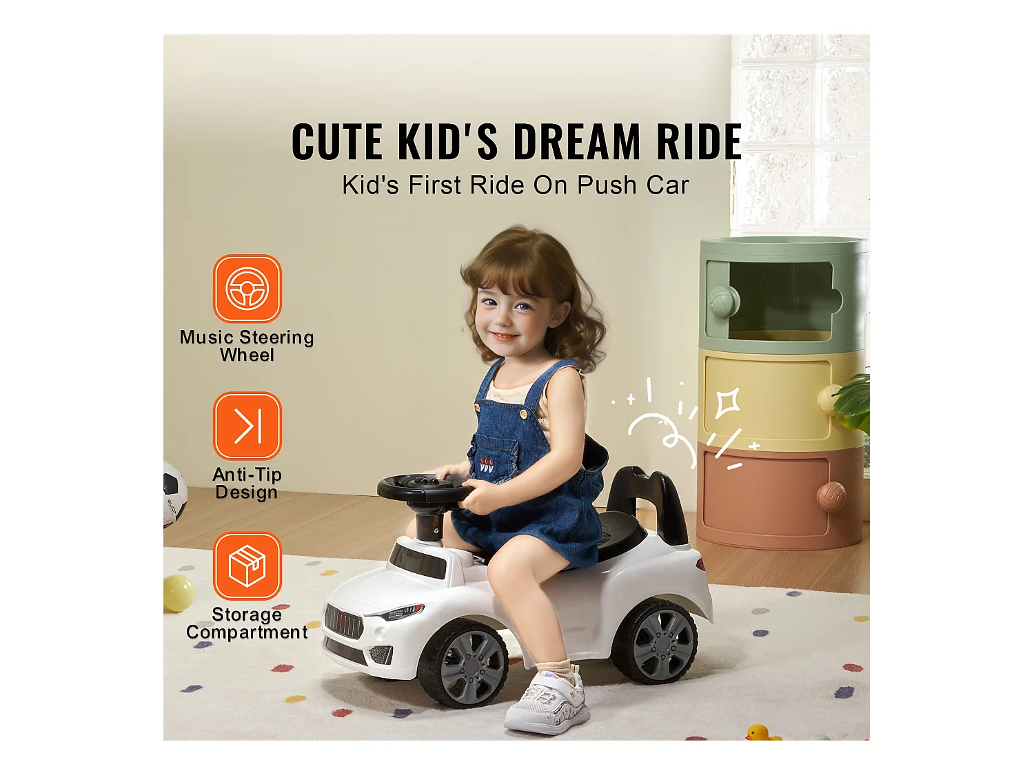 Voiture de Promenade, SucceBuy Voiture à Enfourcher pour Tout-Petits 1-3 Ans, Blanc