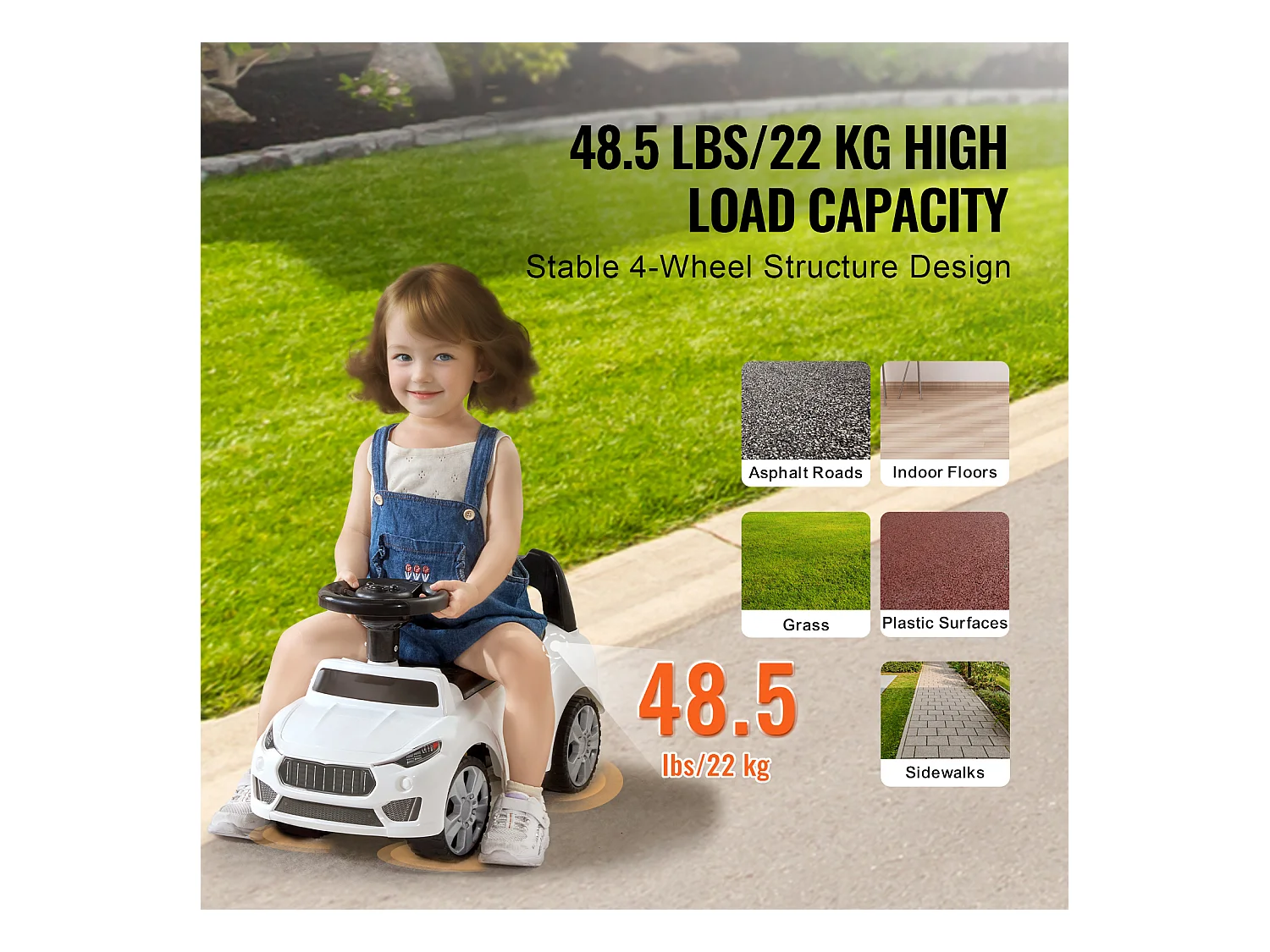 Voiture de Promenade, SucceBuy Voiture à Enfourcher pour Tout-Petits 1-3 Ans, Blanc