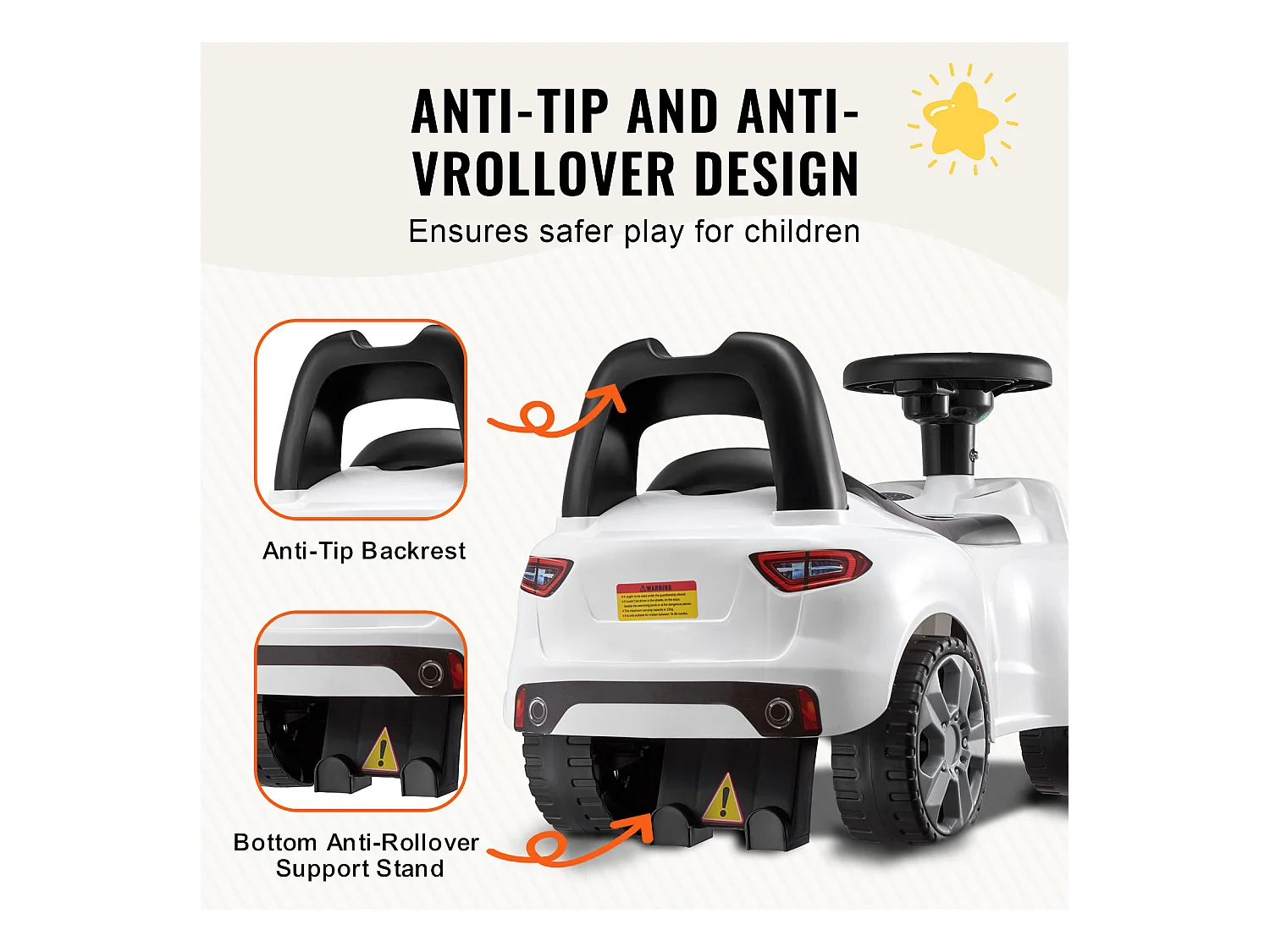 Voiture de Promenade, SucceBuy Voiture à Enfourcher pour Tout-Petits 1-3 Ans, Blanc