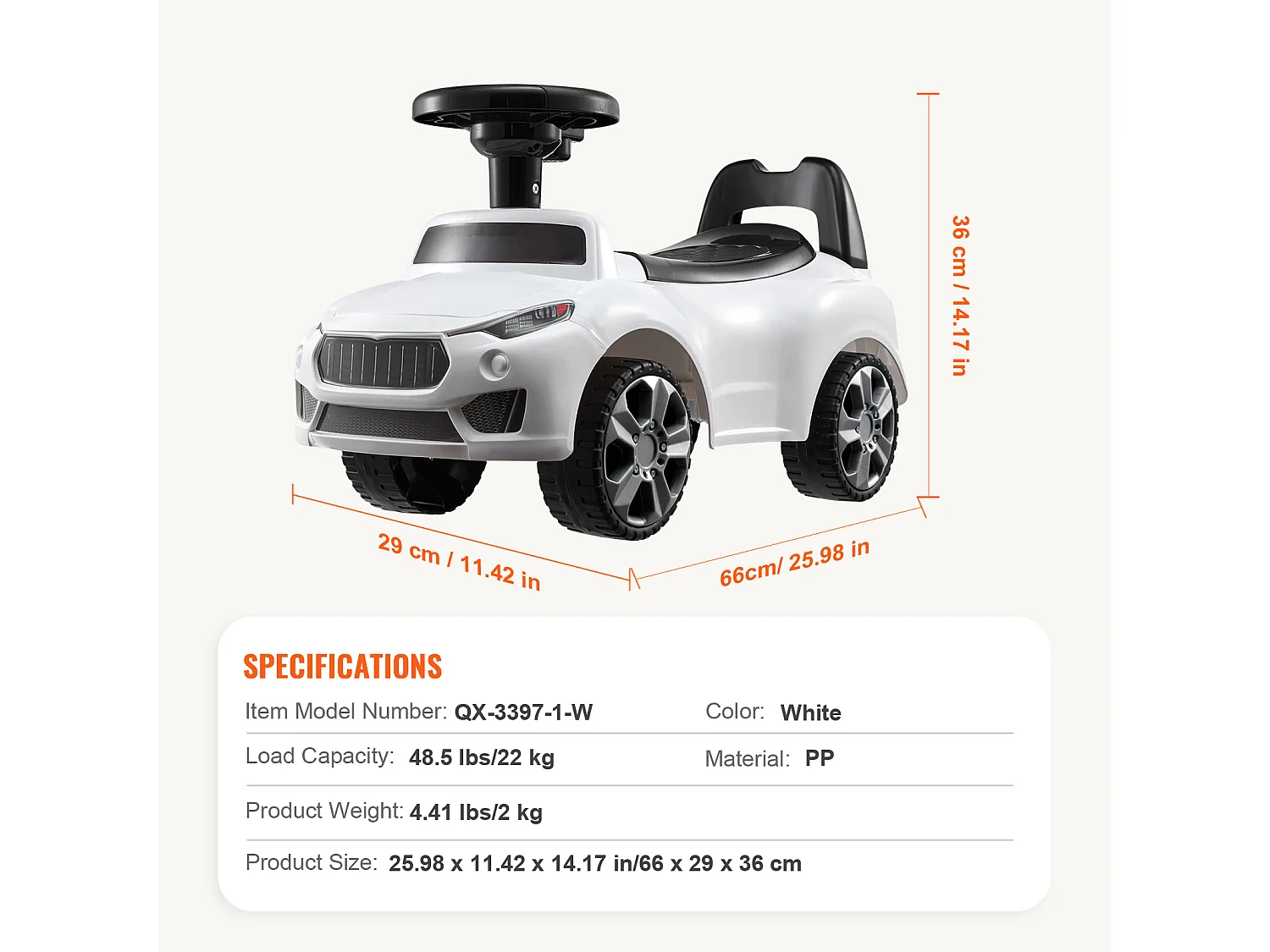 Voiture de Promenade, SucceBuy Voiture à Enfourcher pour Tout-Petits 1-3 Ans, Blanc
