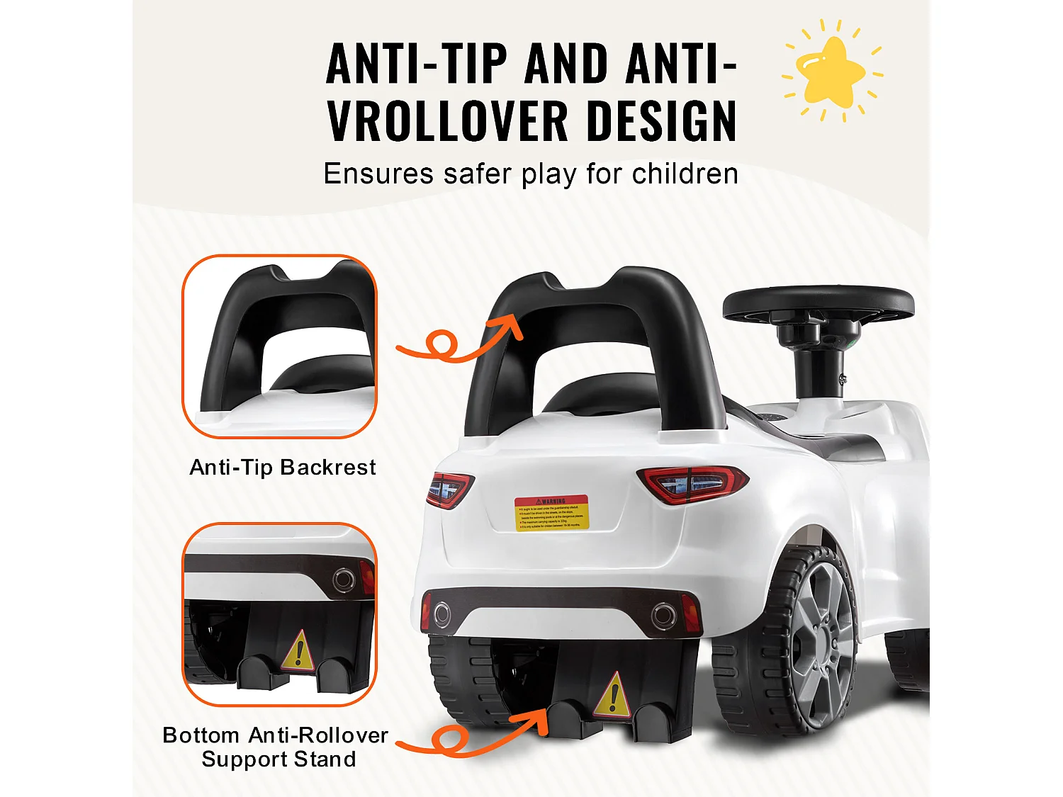 Voiture de Promenade, SucceBuy Voiture à Enfourcher pour Tout-Petits 1-3 Ans, Blanc