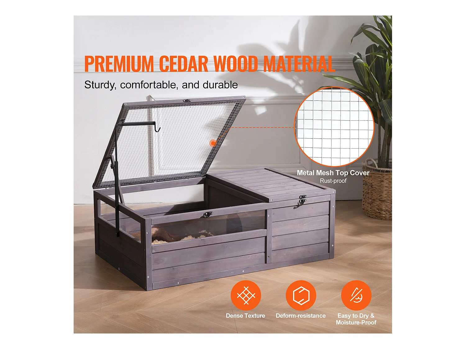 Vivarium für Reptilien, SucceBuy 96,5 × 61 × 33 cm Schildkrötenhabitat aus Holz, 2-teilig, für Reptilien im Innen- und Außenbereich