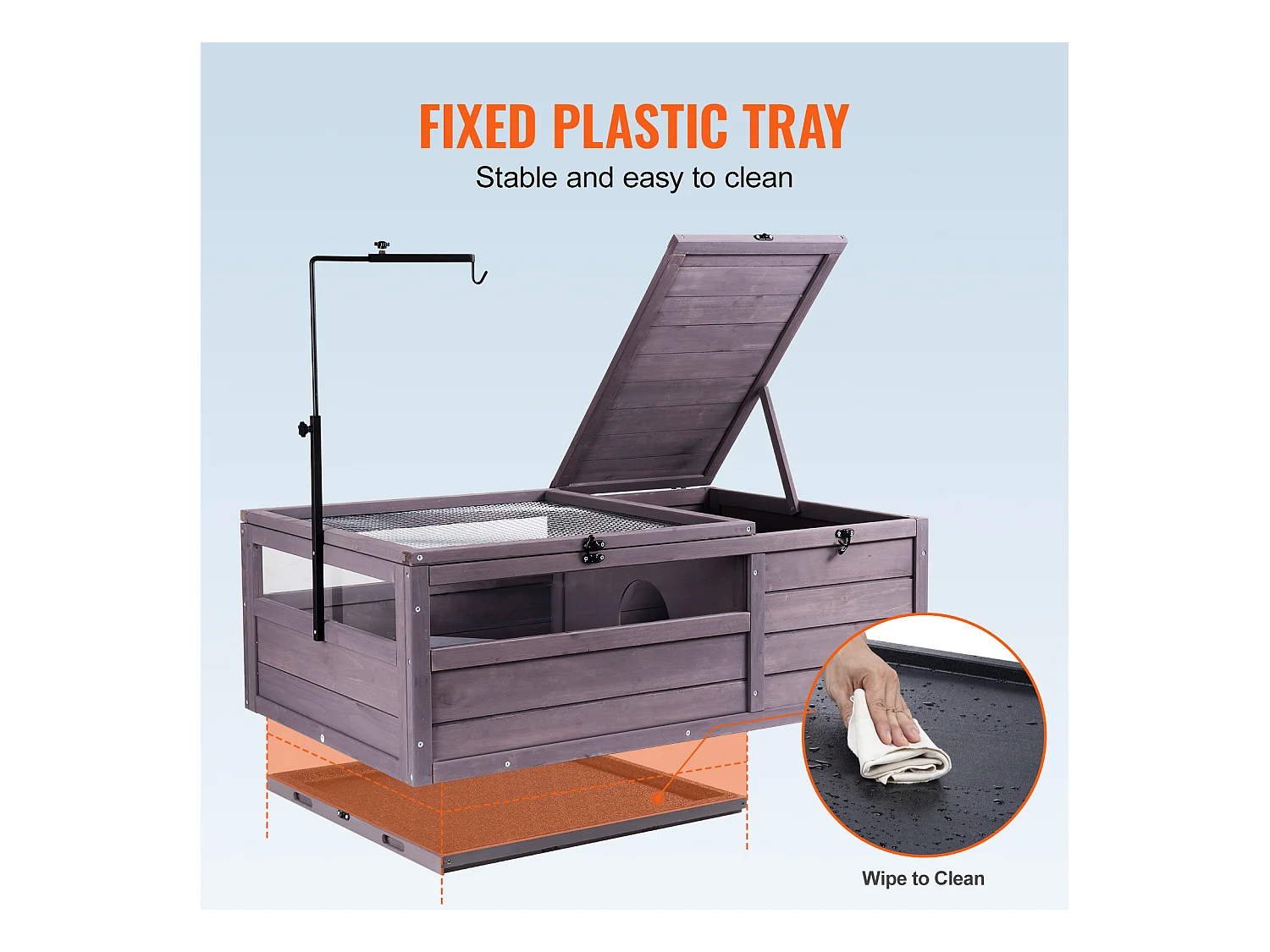 Vivarium für Reptilien, SucceBuy 96,5 × 61 × 33 cm Schildkrötenhabitat aus Holz, 2-teilig, für Reptilien im Innen- und Außenbereich