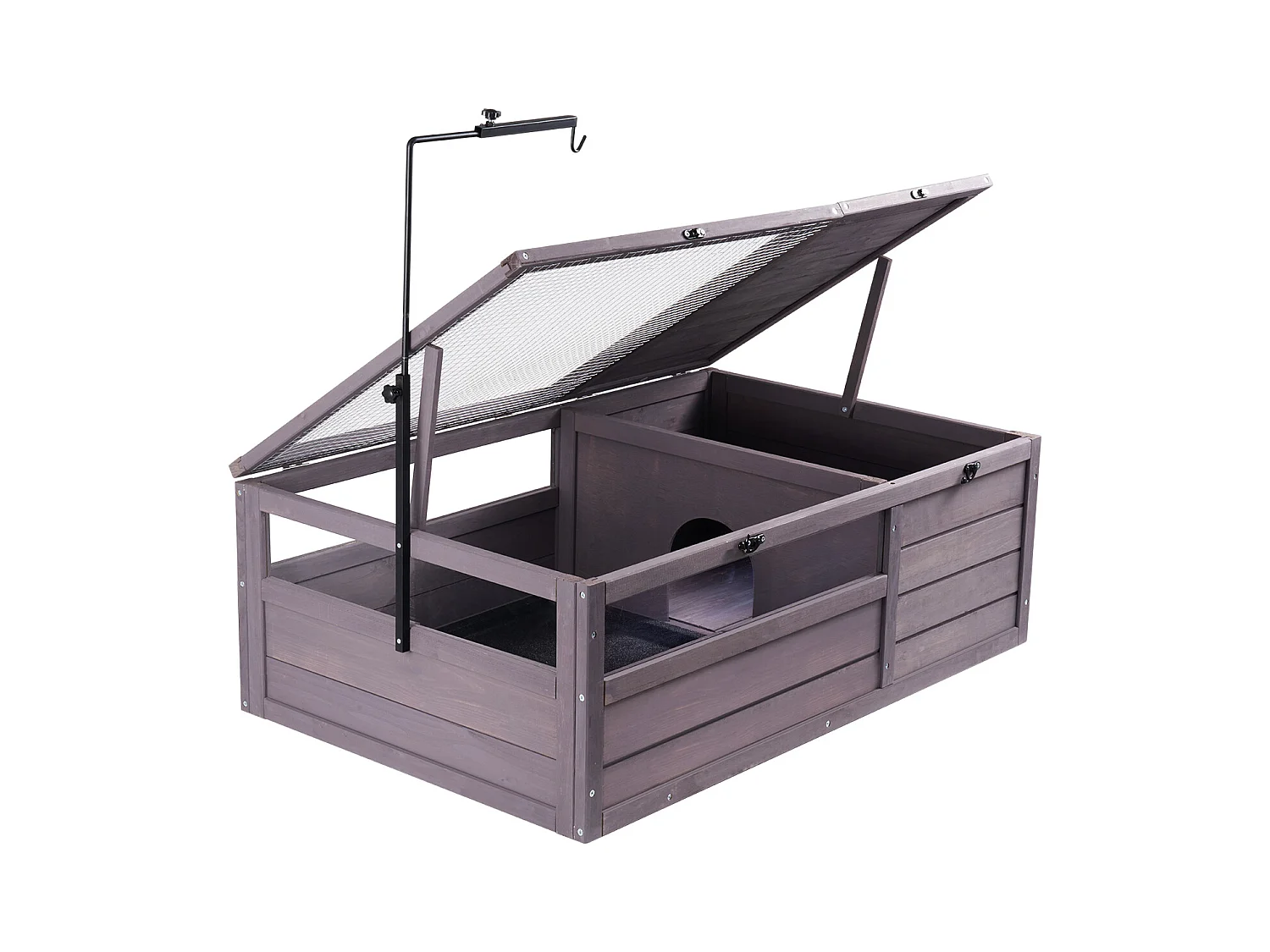 Vivarium für Reptilien, SucceBuy 96,5 × 61 × 33 cm Schildkrötenhabitat aus Holz, 2-teilig, für Reptilien im Innen- und Außenbereich