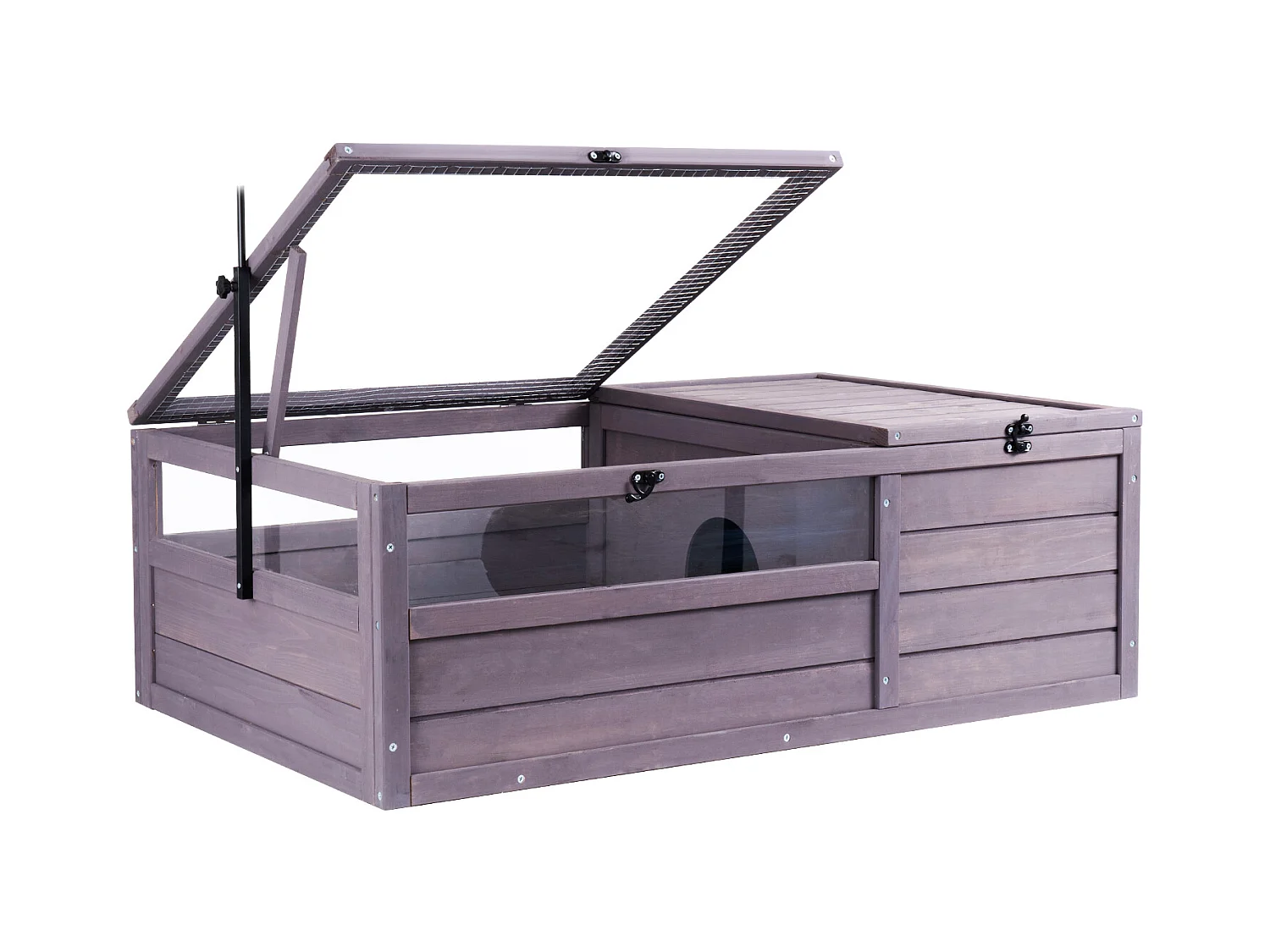 Vivarium für Reptilien, SucceBuy 96,5 × 61 × 33 cm Schildkrötenhabitat aus Holz, 2-teilig, für Reptilien im Innen- und Außenbereich