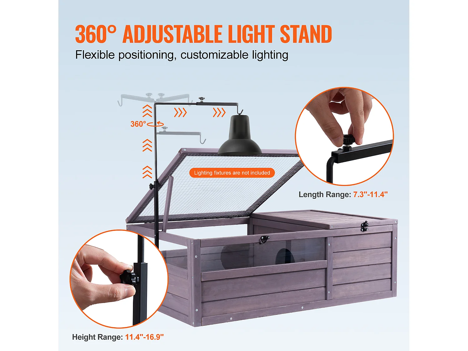 Vivarium Reptiles, SucceBuy 96,5 × 61 × 33 cm Habitat pour Tortue Maison en Bois 2 Pièces pour Reptiles Intérieur/Extérieur