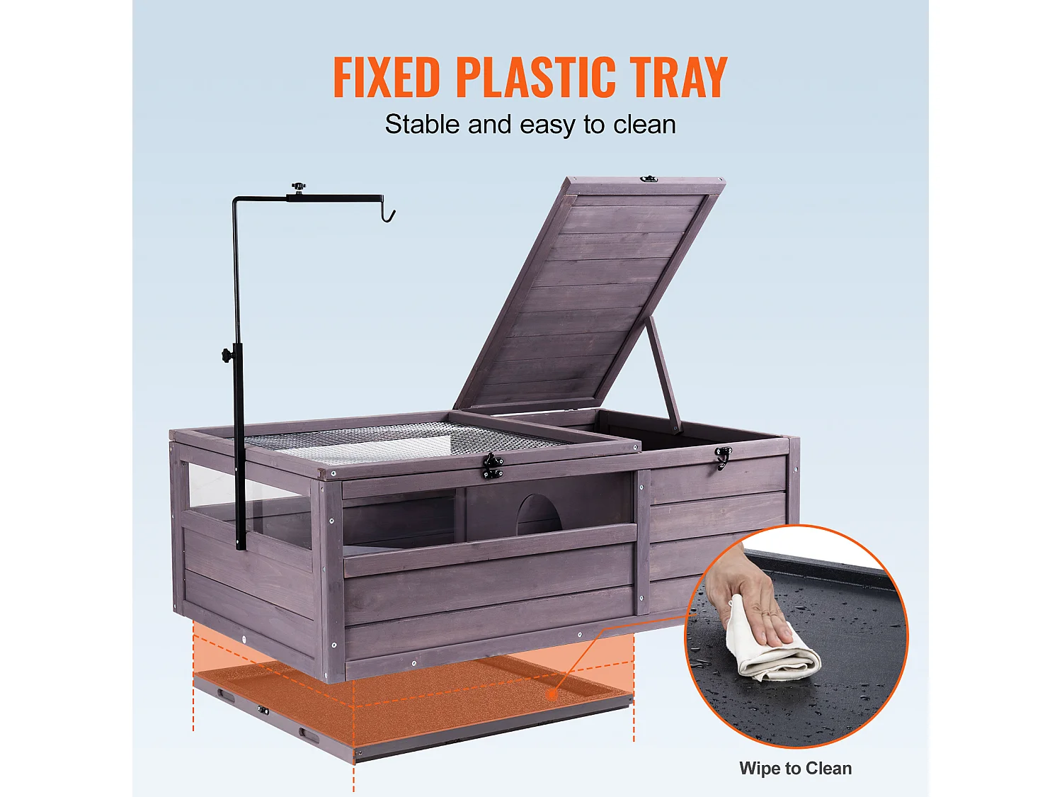 Vivarium Reptiles, SucceBuy 96,5 × 61 × 33 cm Habitat pour Tortue Maison en Bois 2 Pièces pour Reptiles Intérieur/Extérieur