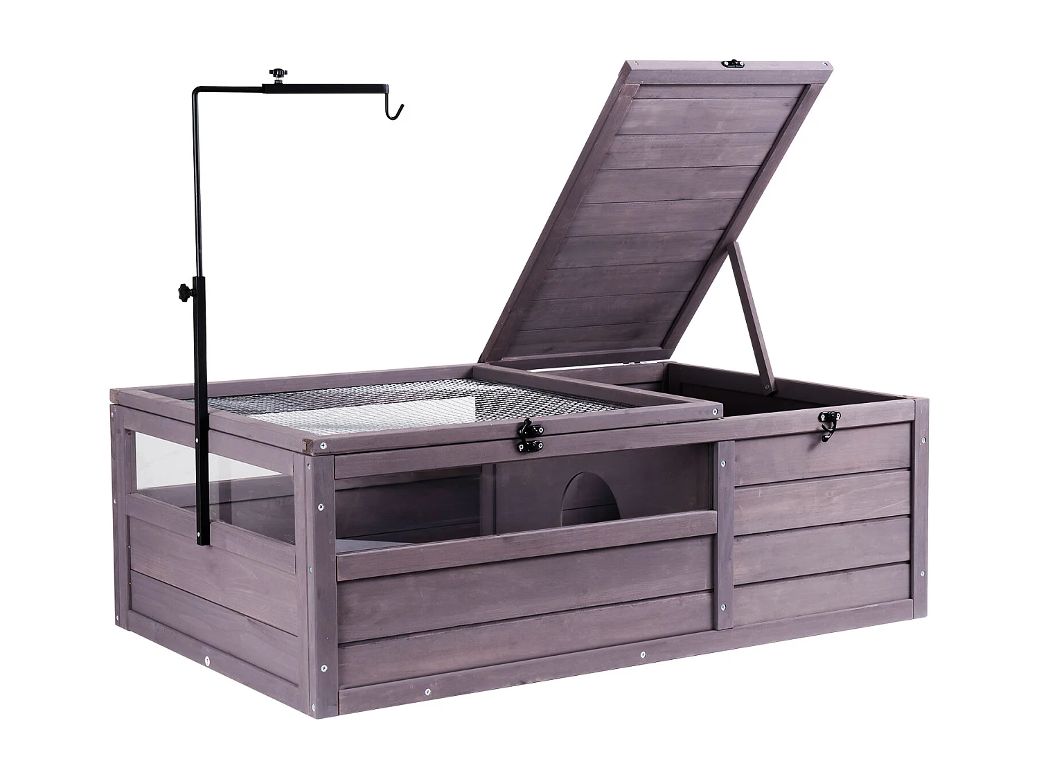 Vivarium Reptiles, SucceBuy 96,5 × 61 × 33 cm Habitat pour Tortue Maison en Bois 2 Pièces pour Reptiles Intérieur/Extérieur