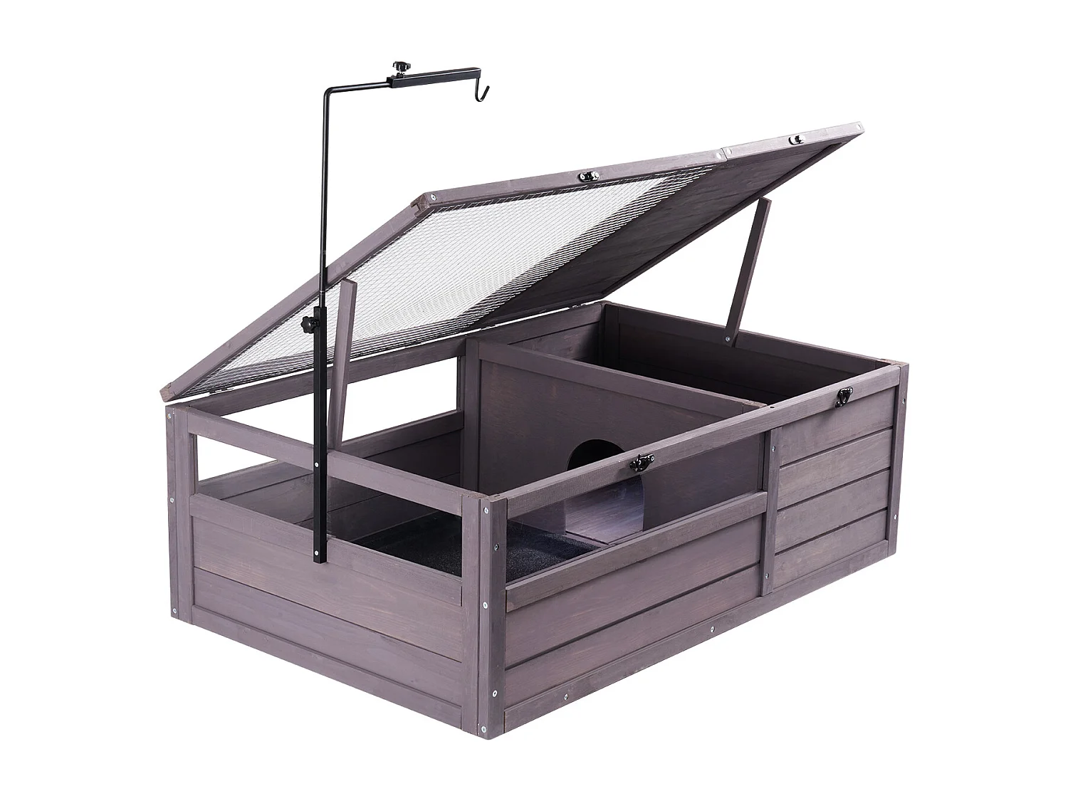 Vivarium Reptiles, SucceBuy 96,5 × 61 × 33 cm Habitat pour Tortue Maison en Bois 2 Pièces pour Reptiles Intérieur/Extérieur