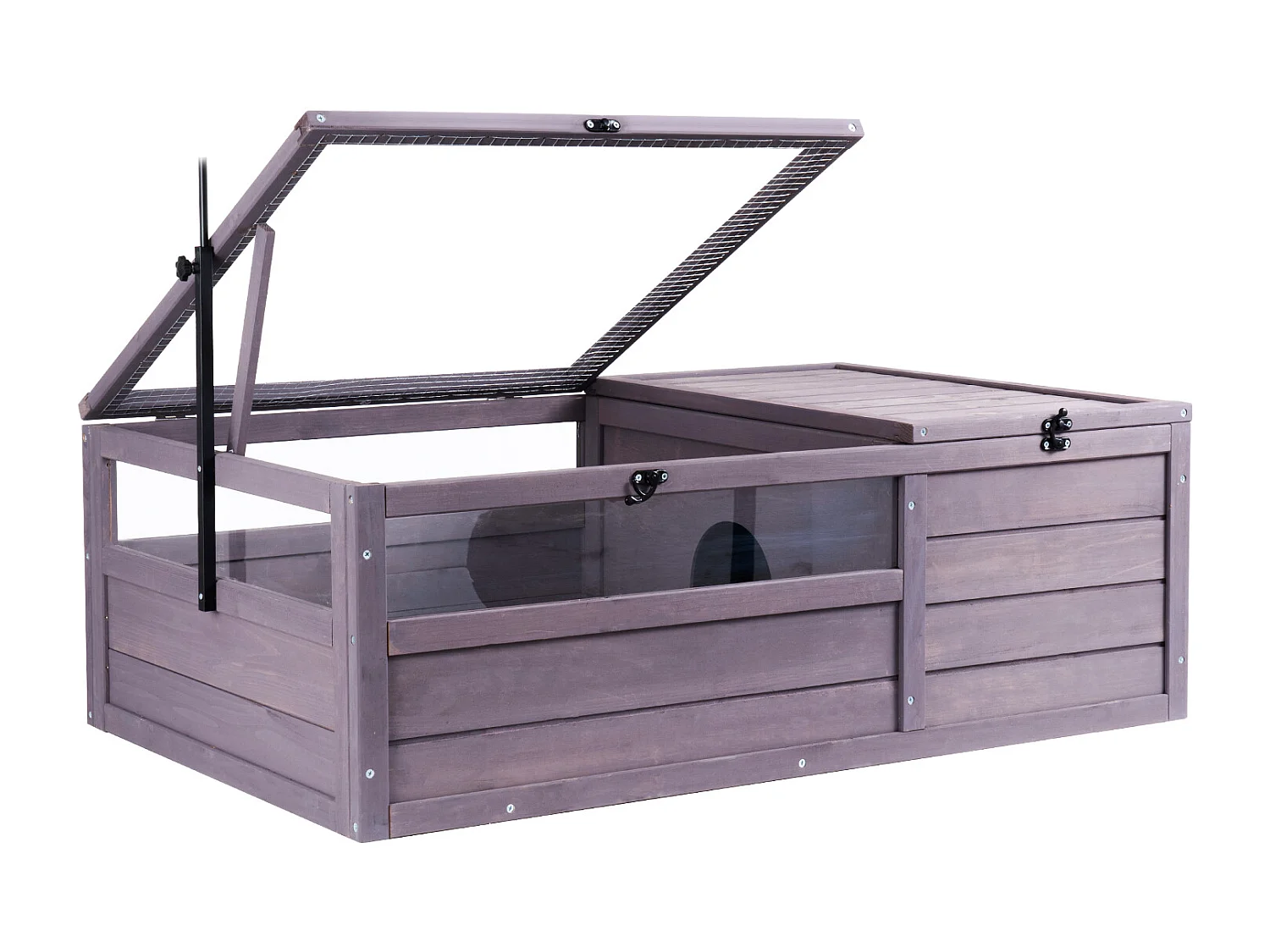 Vivarium Reptiles, SucceBuy 96,5 × 61 × 33 cm Habitat pour Tortue Maison en Bois 2 Pièces pour Reptiles Intérieur/Extérieur