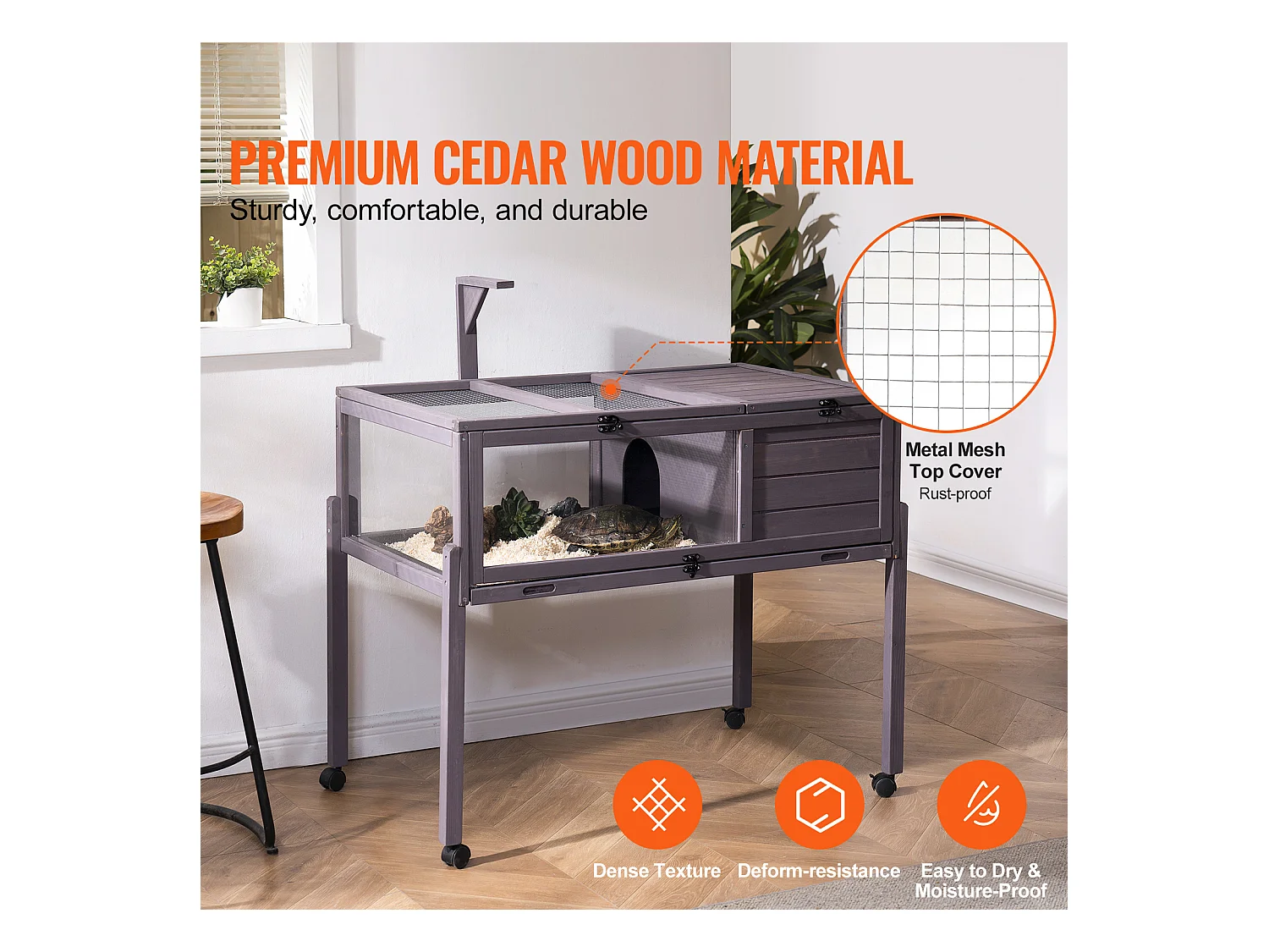 Répteis de Vivário, SucceBuy Casa de Tartarugas de Madeira, Habitat de Cobra Rolante, Interior e Exterior