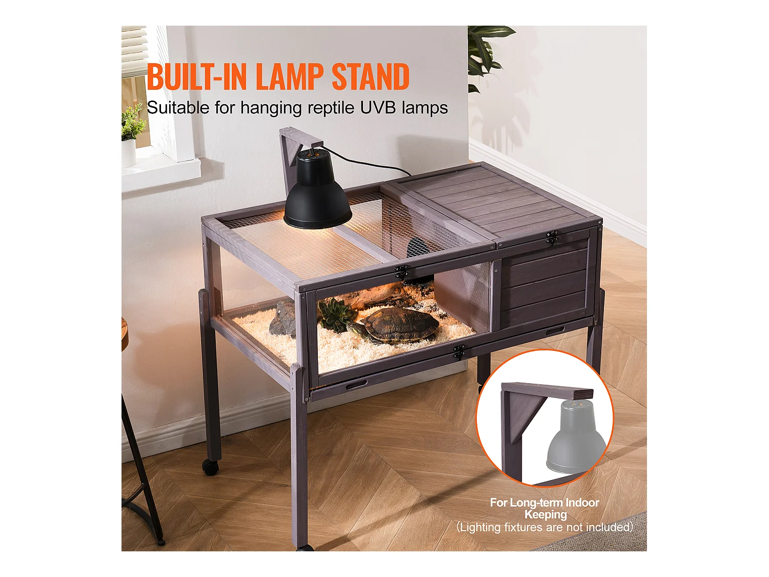 Répteis de Vivário, SucceBuy Casa de Tartarugas de Madeira, Habitat de Cobra Rolante, Interior e Exterior