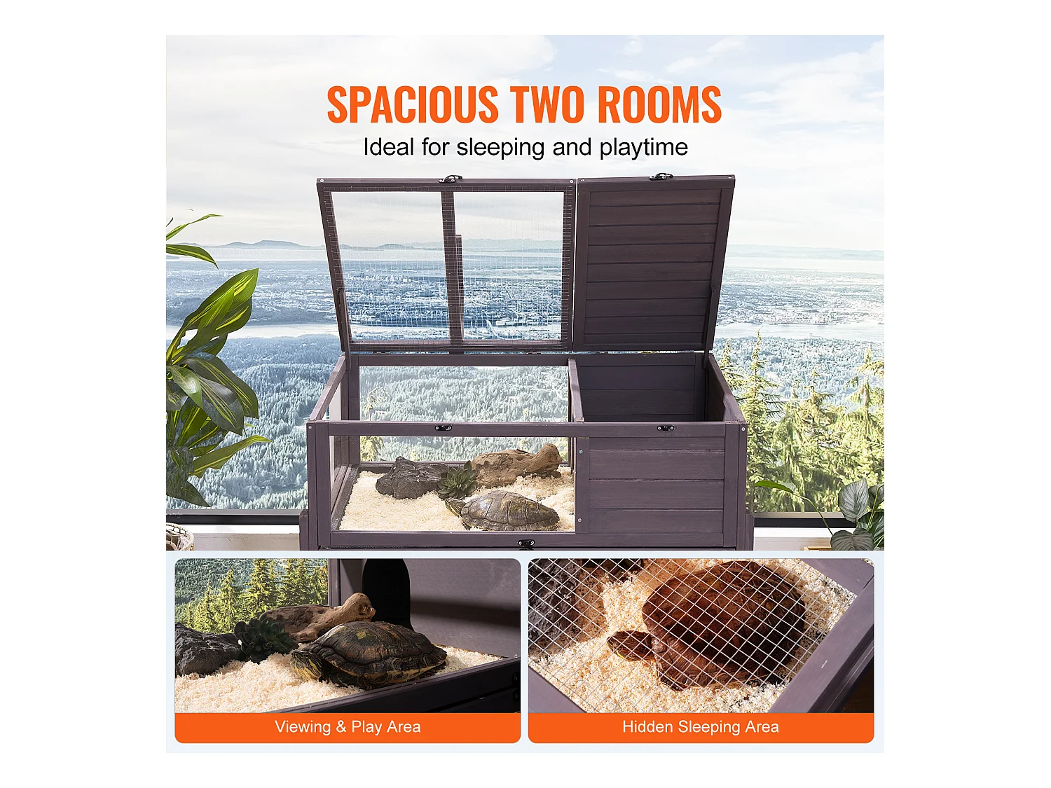Répteis de Vivário, SucceBuy Casa de Tartarugas de Madeira, Habitat de Cobra Rolante, Interior e Exterior