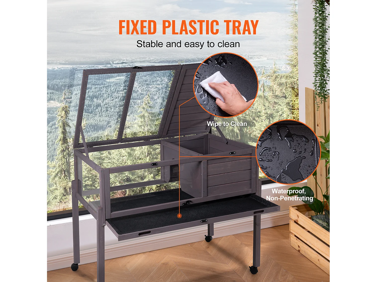 Vivarium Reptiles, SucceBuy Maison pour Tortues en Bois, Habitat Roulant pour Serpents, Intérieur et Extérieur