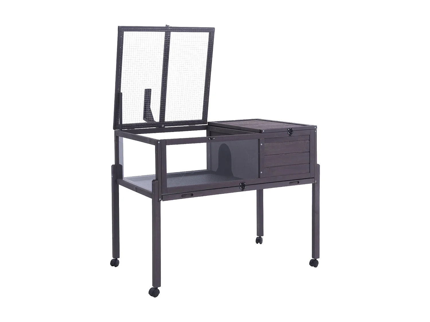 Vivarium Reptiles, SucceBuy Maison pour Tortues en Bois, Habitat Roulant pour Serpents, Intérieur et Extérieur