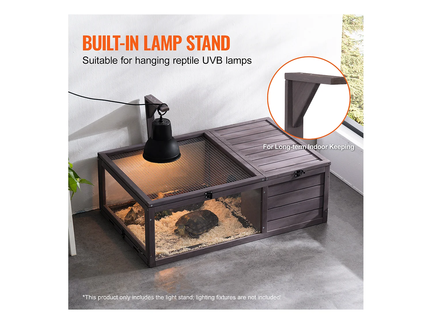 Vivario de Reptiles, SucceBuy Casa de Madera para Tortugas, 96,5 × 61 × 33 cm, 2 Piezas, Jaula para Interior y Exterior