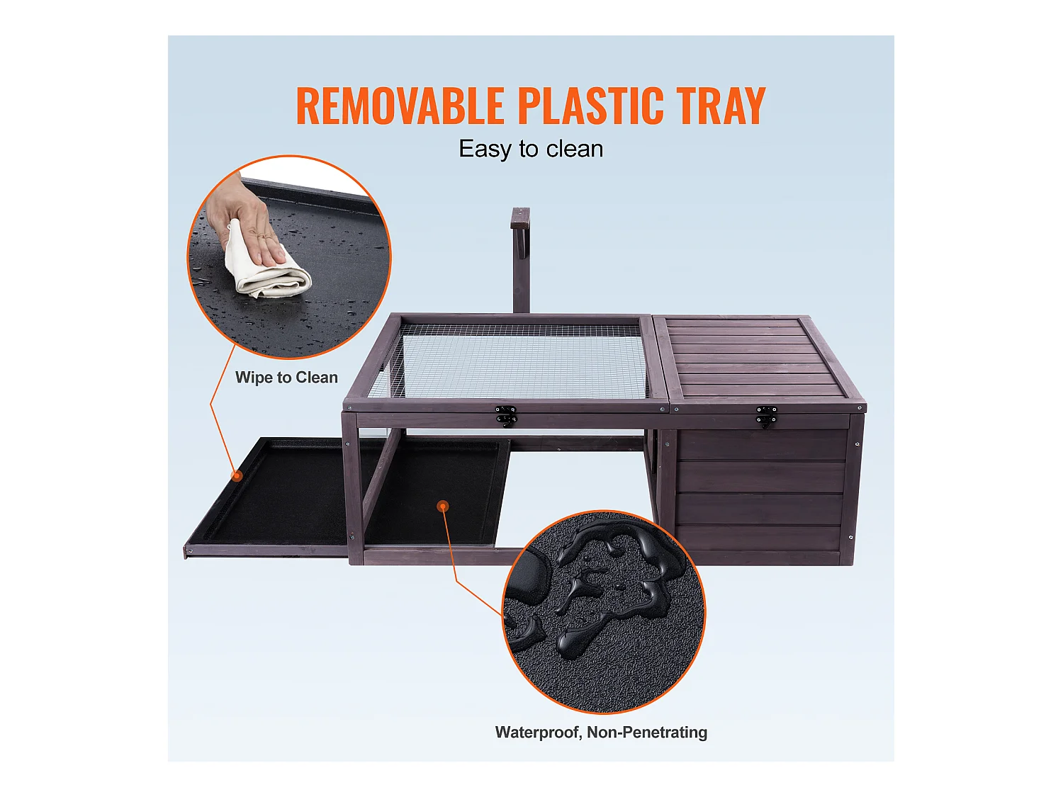 Vivario de Reptiles, SucceBuy Casa de Madera para Tortugas, 96,5 × 61 × 33 cm, 2 Piezas, Jaula para Interior y Exterior