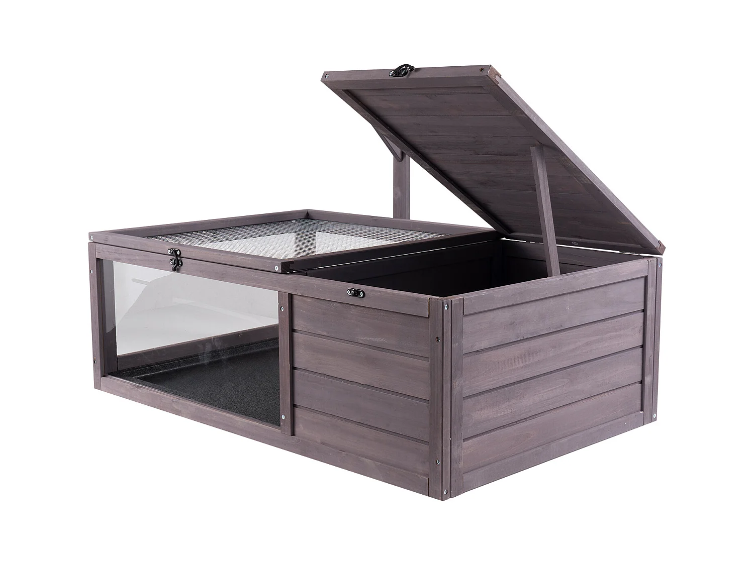 Vivario de Reptiles, SucceBuy Casa de Madera para Tortugas, 96,5 × 61 × 33 cm, 2 Piezas, Jaula para Interior y Exterior