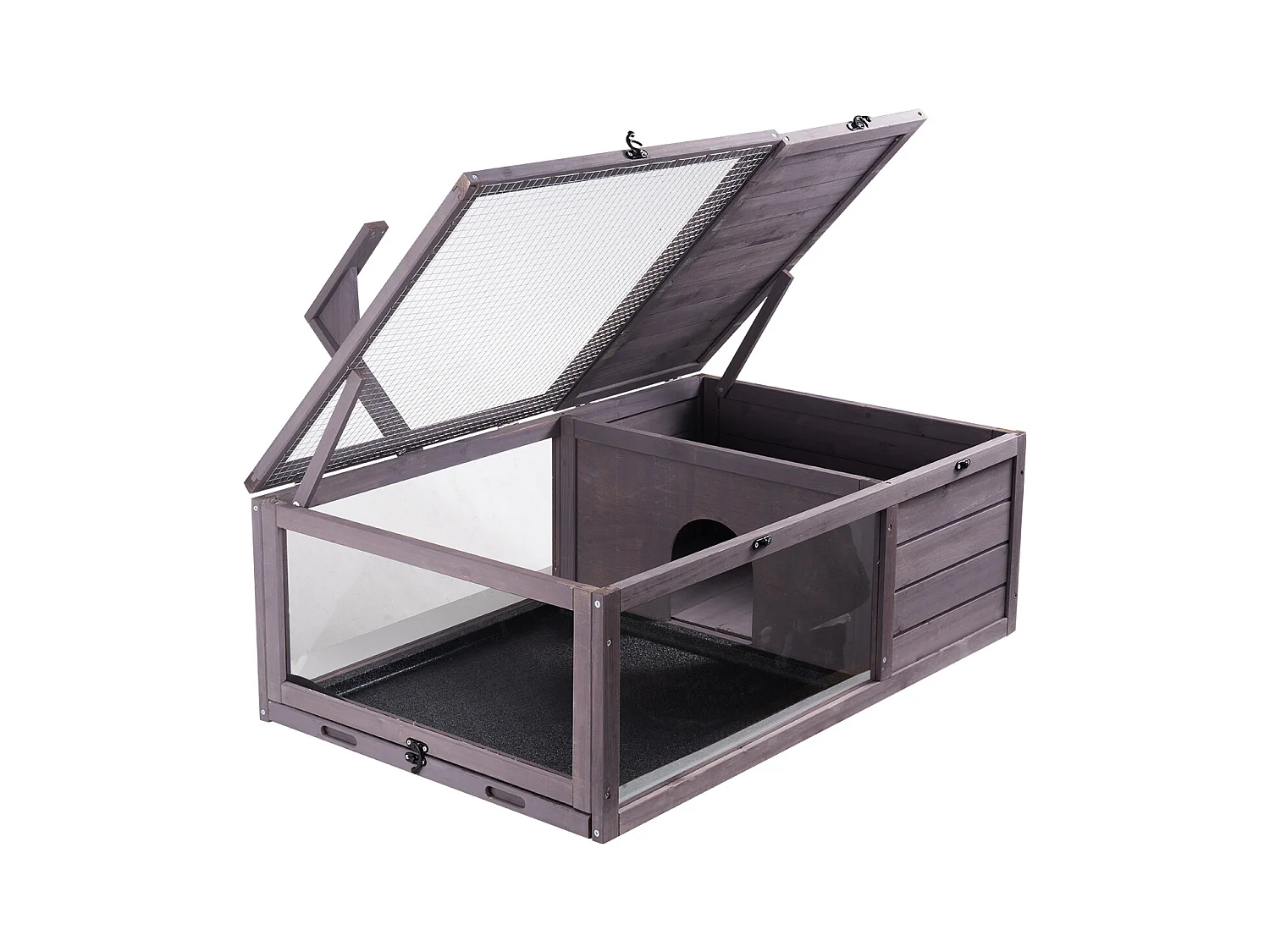 Vivario de Reptiles, SucceBuy Casa de Madera para Tortugas, 96,5 × 61 × 33 cm, 2 Piezas, Jaula para Interior y Exterior