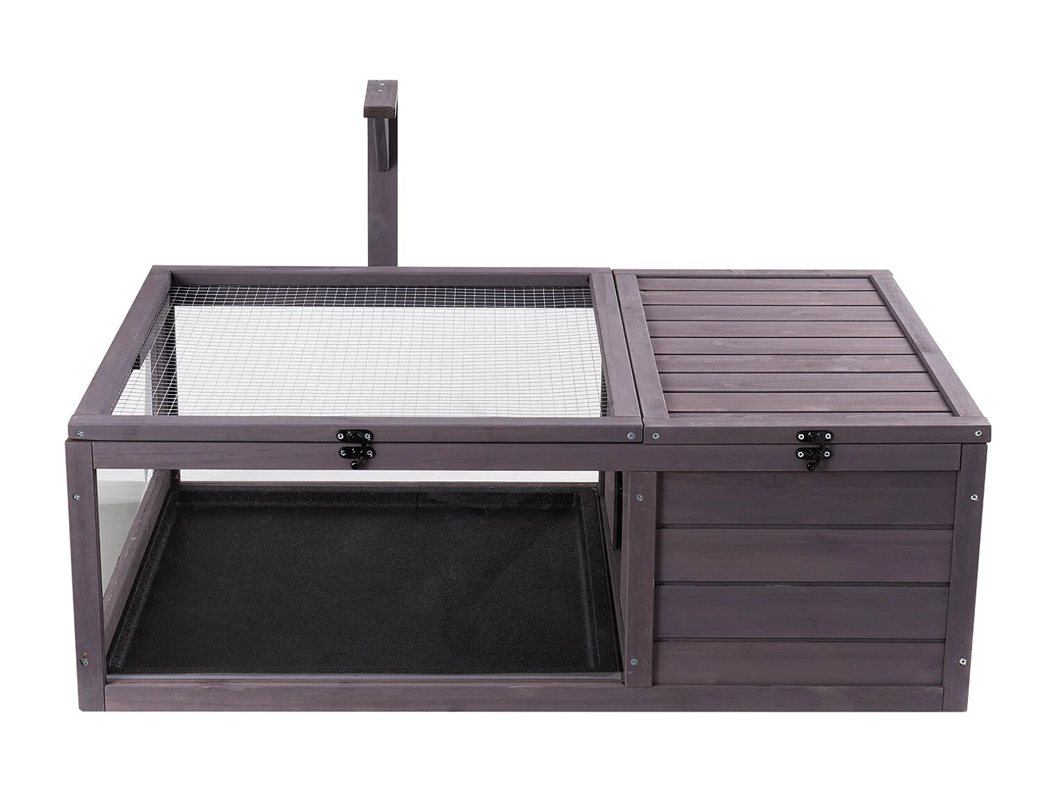 Vivarium Reptiles, SucceBuy Maison en Bois pour Habitat de Tortue 96,5 × 61 × 33 cm, 2 Pièces Cage Intérieur/Extérieur