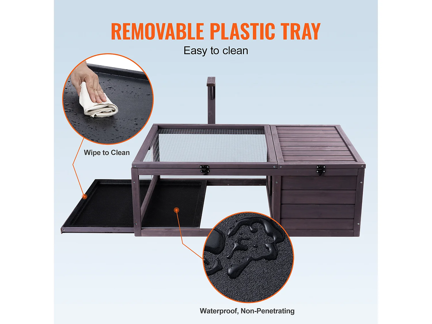 Vivarium Reptiles, SucceBuy Maison en Bois pour Habitat de Tortue 96,5 × 61 × 33 cm, 2 Pièces Cage Intérieur/Extérieur