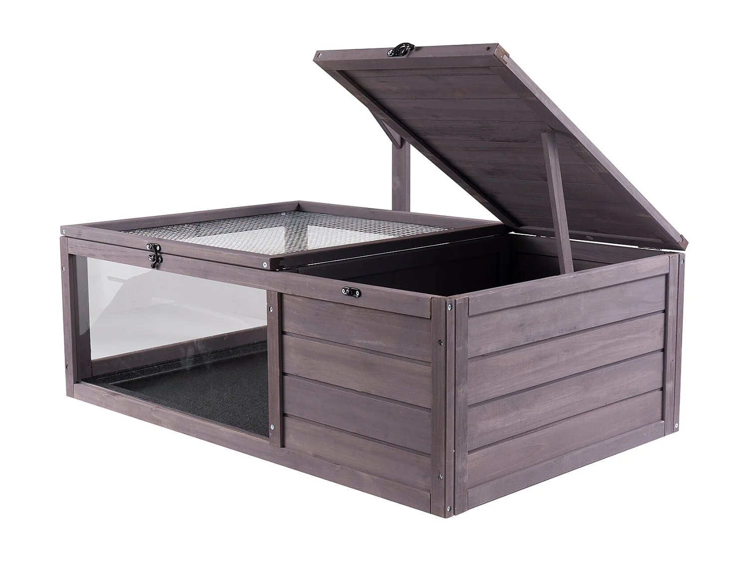 Vivarium Reptiles, SucceBuy Maison en Bois pour Habitat de Tortue 96,5 × 61 × 33 cm, 2 Pièces Cage Intérieur/Extérieur