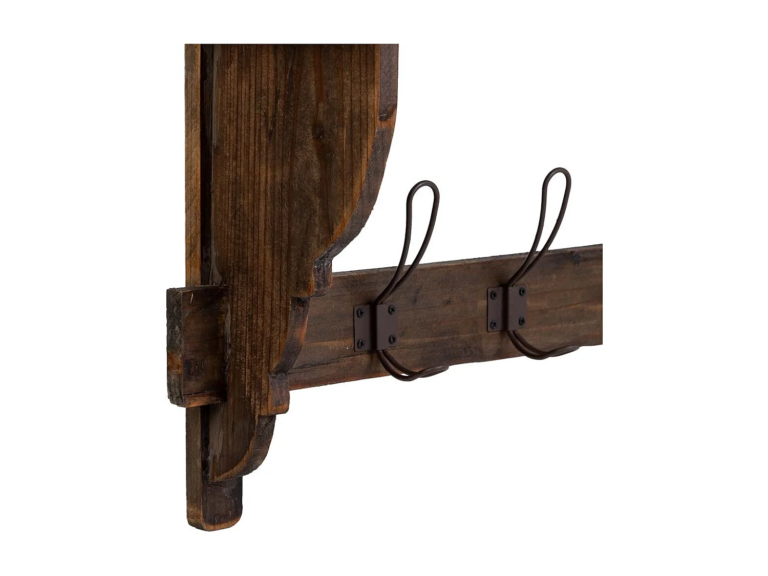 Cabide de parede em madeira e metal com 3 ganchos 61x18,5x41,5h cm