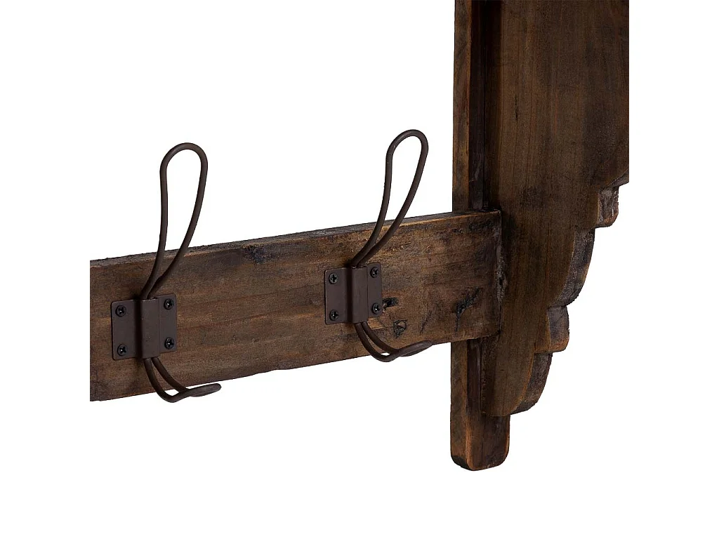 Cabide de parede em madeira e metal com 3 ganchos 61x18,5x41,5h cm