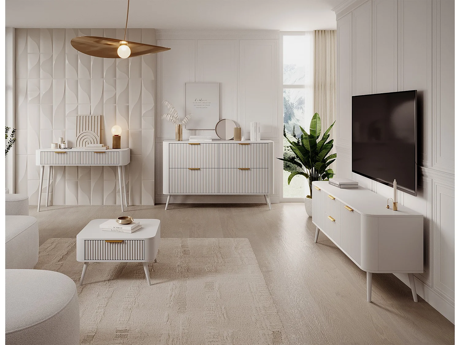 Tavolino Bondi/MDF/cassetto/bianco