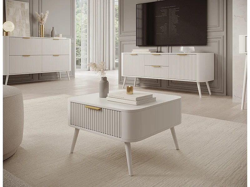 Tavolino Bondi/MDF/cassetto/bianco