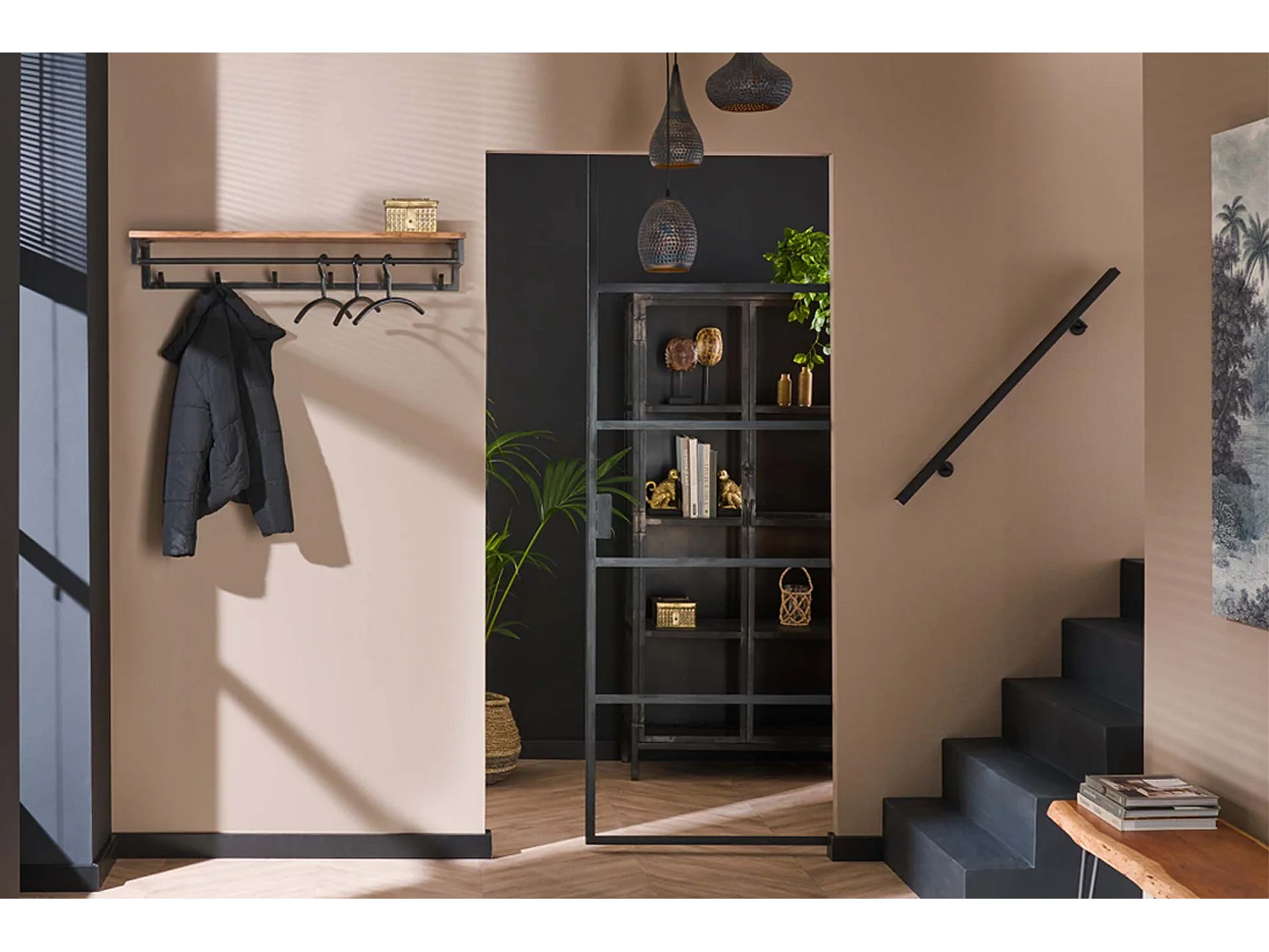 Portemanteau mural - Noir métal - ELIARA