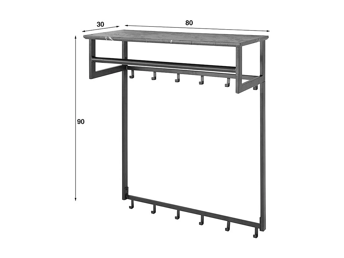 Appendiabiti da parete - Grigio plastica - SESTA