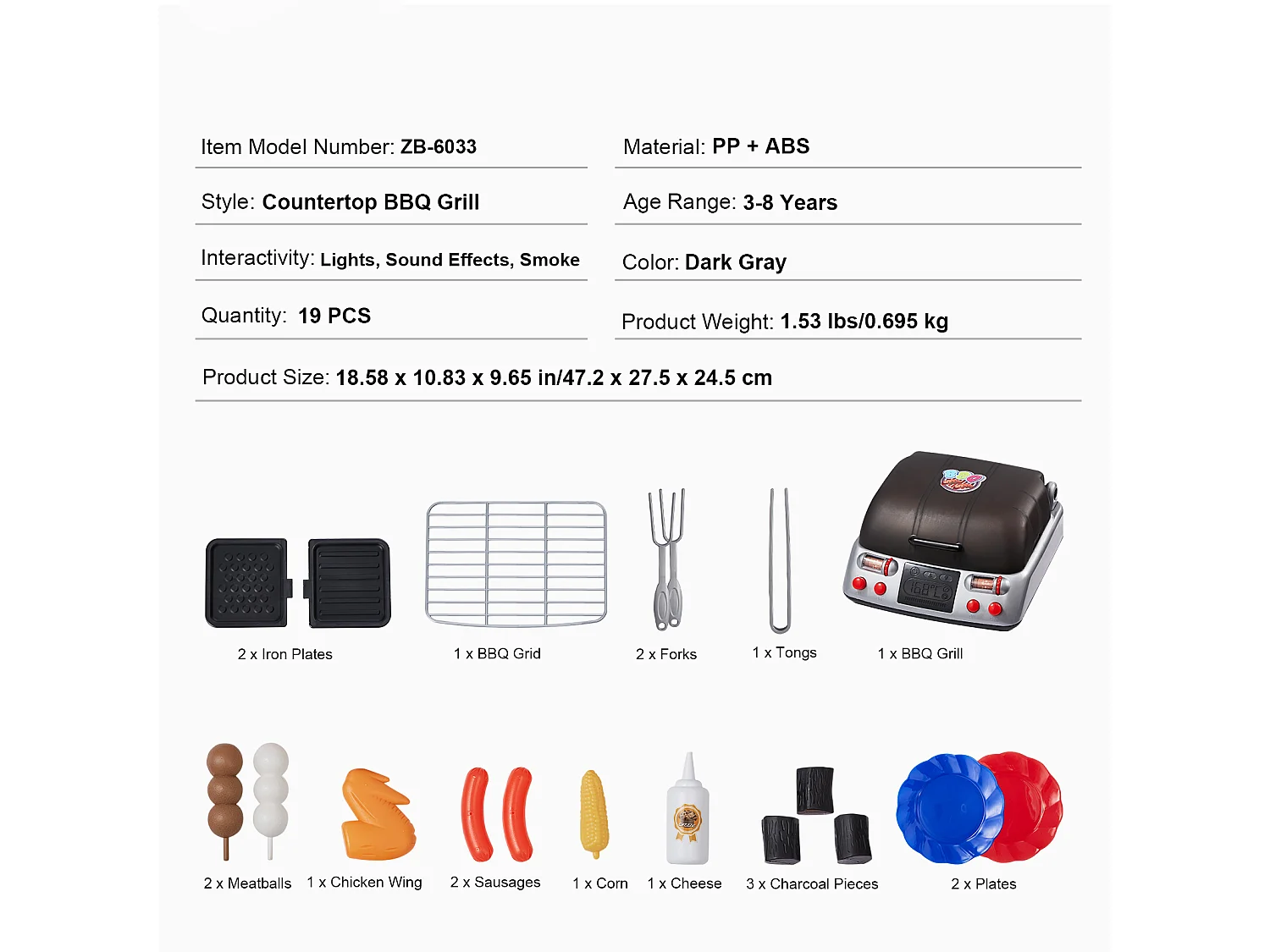 Ensemble de Jeu Barbecue pour Enfants SucceBuy 19 Pièces, pour Enfants de 3 à 8 Ans